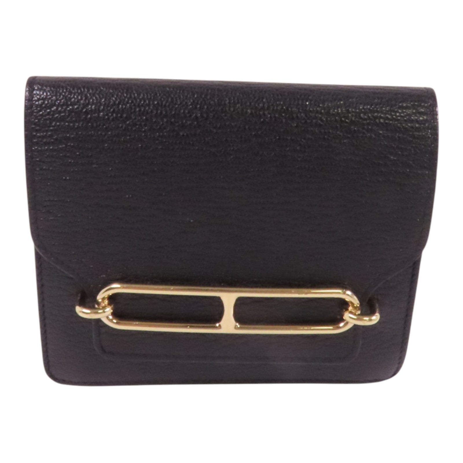 HERMES Chevre皮革Roulis Slim金扣短錢包