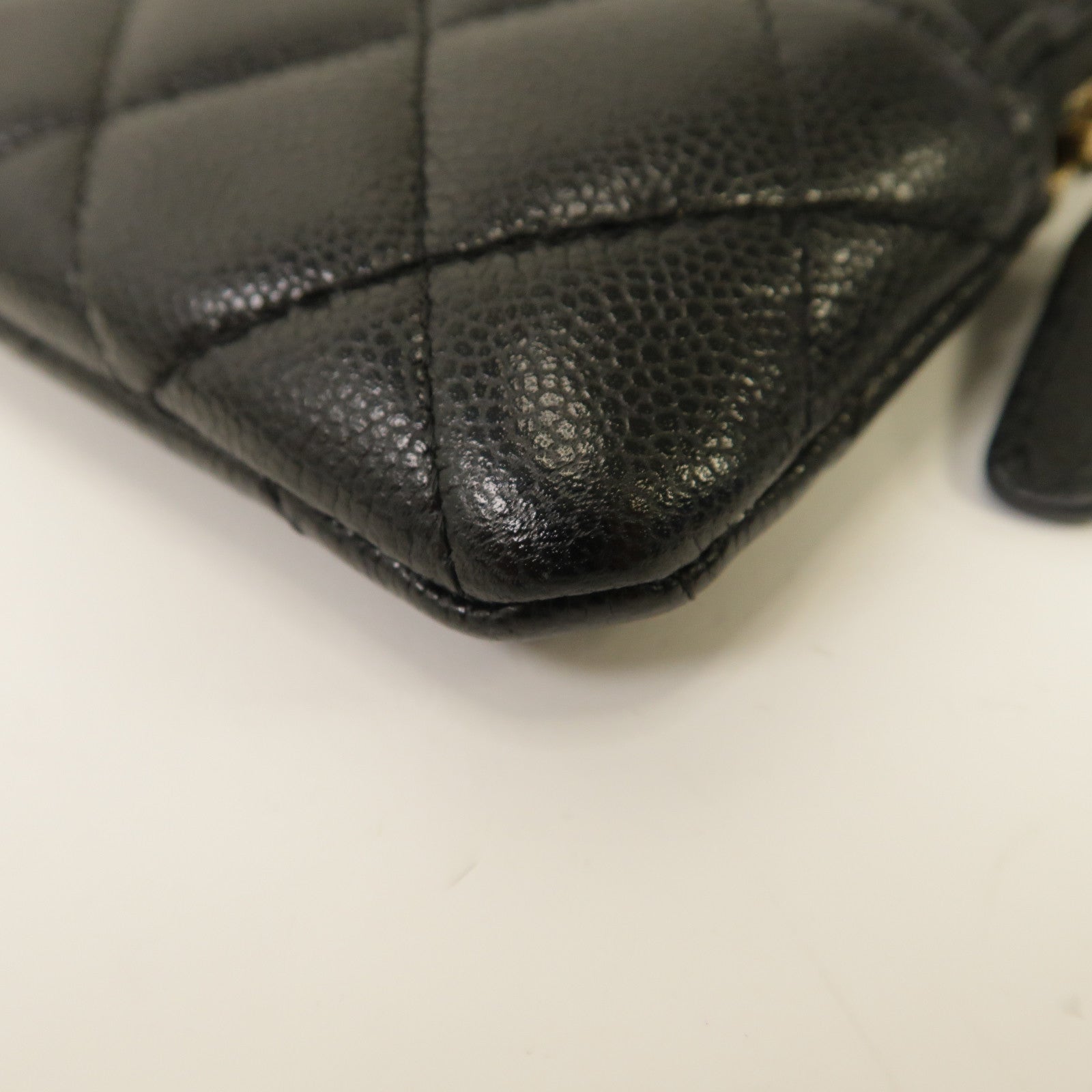 CHANEL 菱格Caviar皮革Card Case金扣卡片套黑色