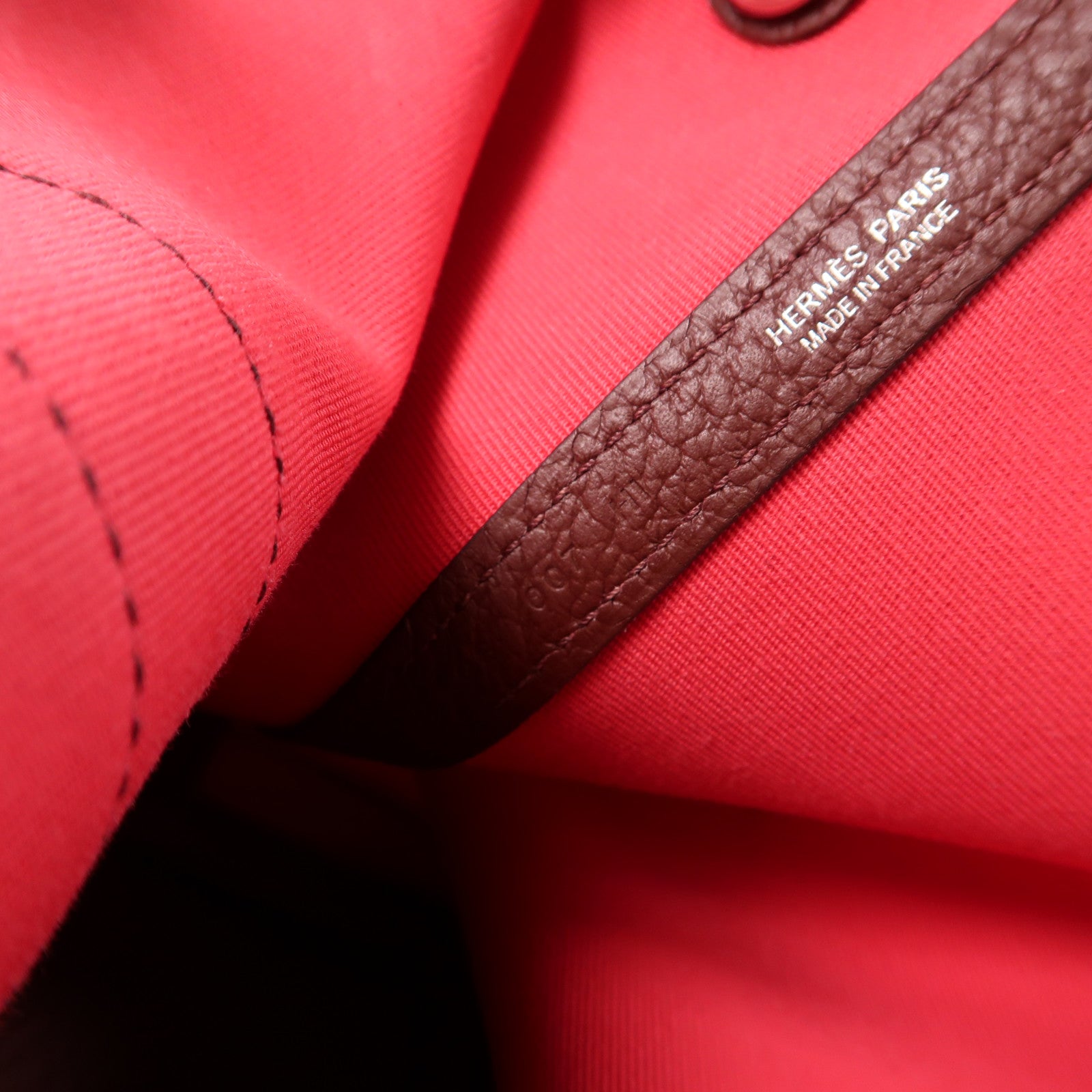 HERMES 帆布Garden Party TPM銀扣手挽袋Bordeaux