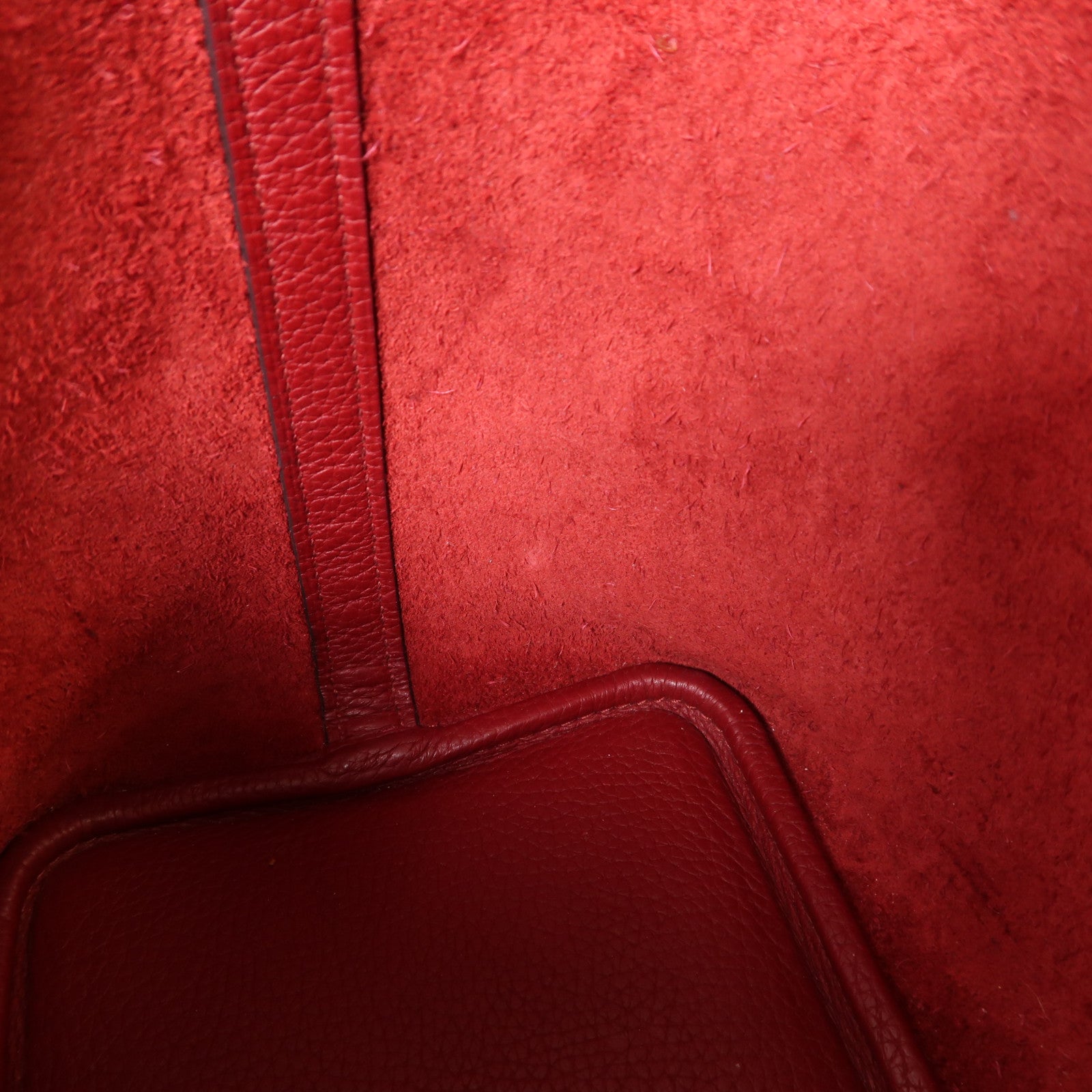 HERMES Clemence皮革Picotin PM手挽袋銀扣Rouge Grenat