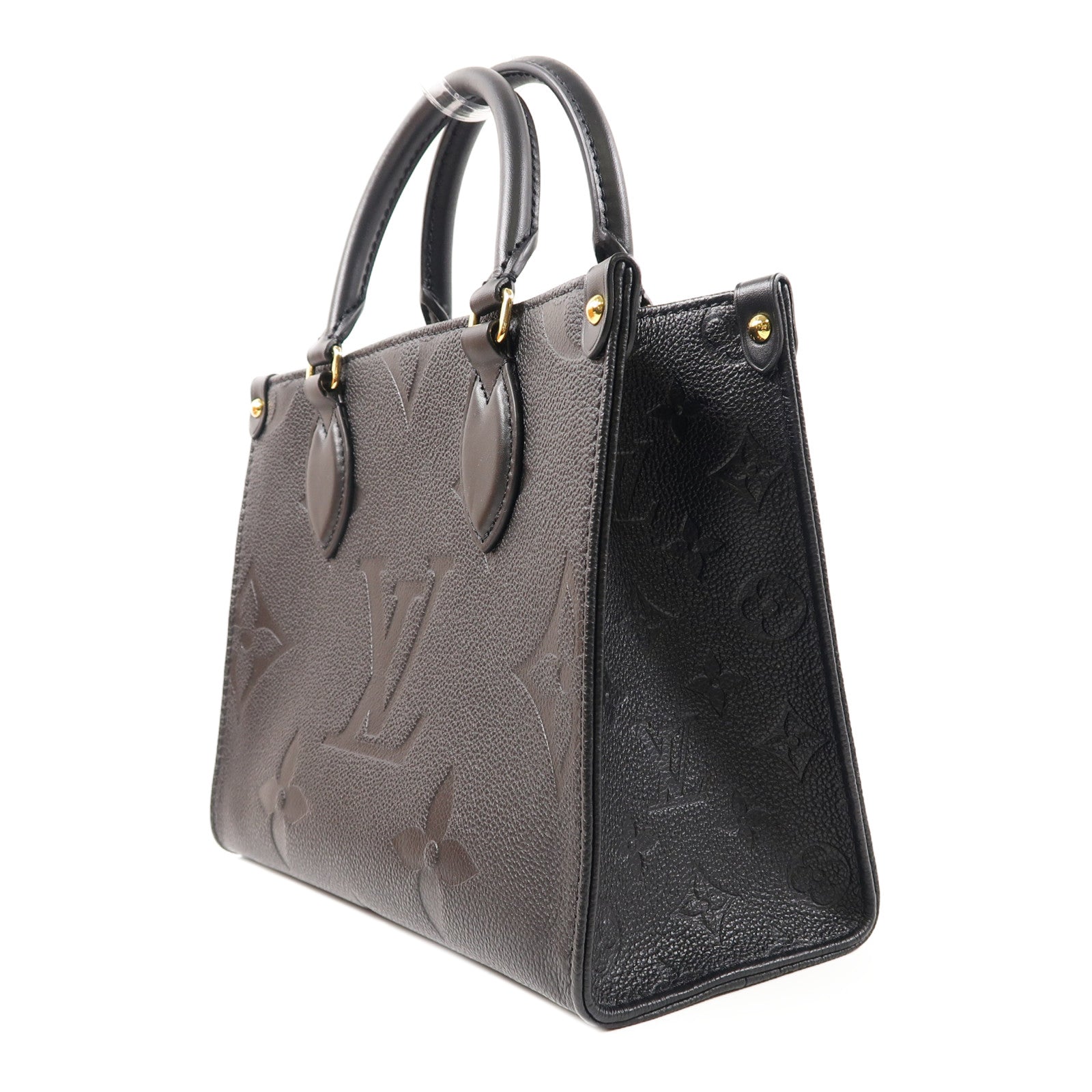 LOUIS VUITTON Monogram Empreinte On The Go PM金扣手挽肩背兩用袋黑色