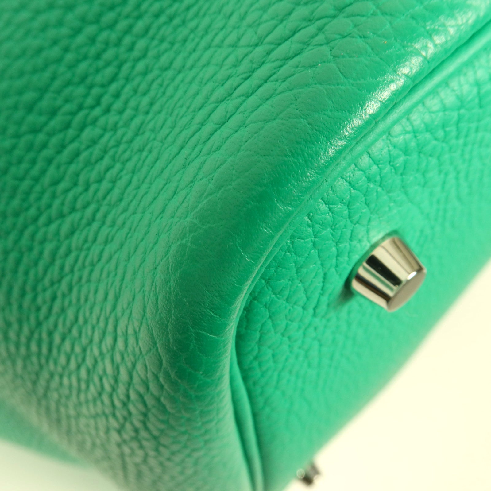 HERMES Clemence皮革Picotin MM銀扣手挽袋Menthe