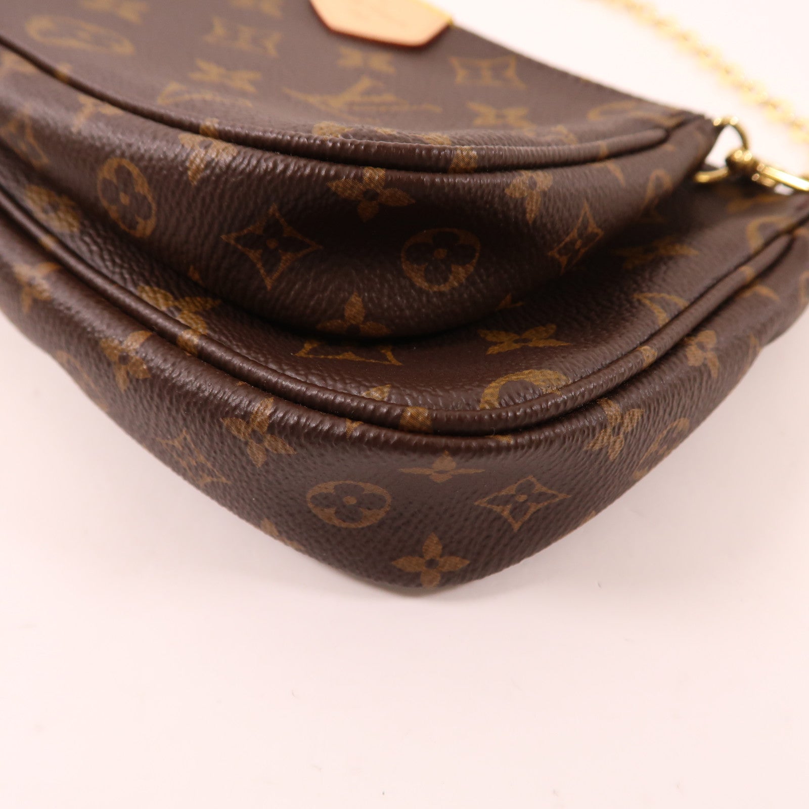 LOUIS VUITTON Monogram Multi Pochette Accessoires金扣肩背袋棕色