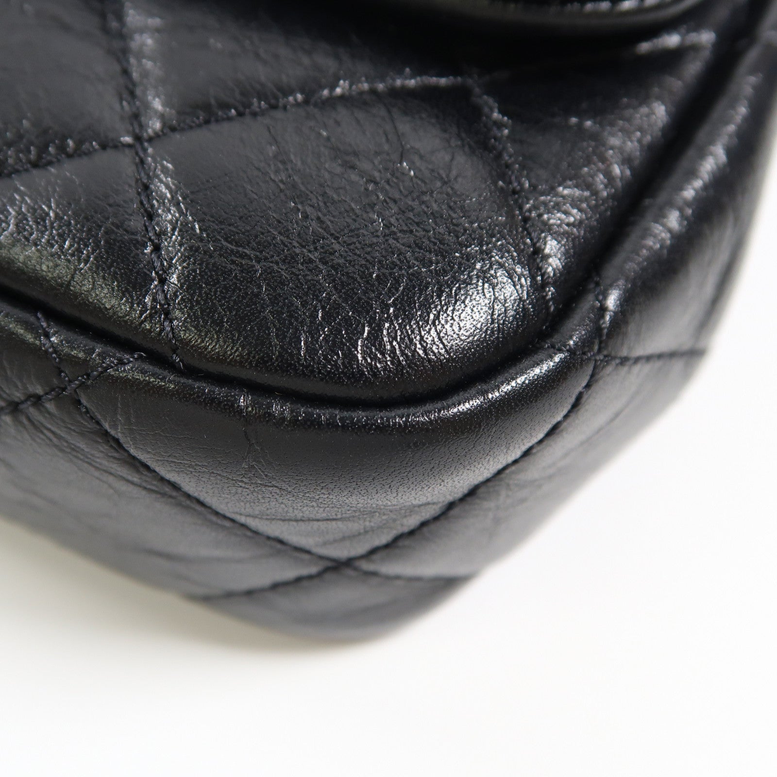 CHANEL 菱格牛皮皮革Shoulder Bag金扣鏈帶肩背袋黑色