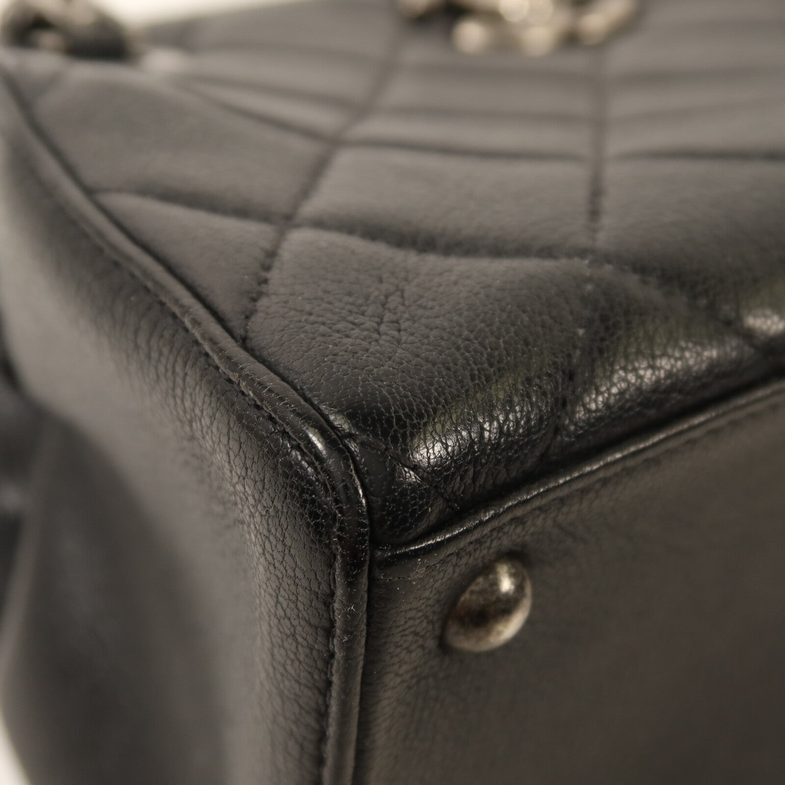 CHANEL 牛皮皮革Chain Shoulder銀扣鏈帶肩背袋