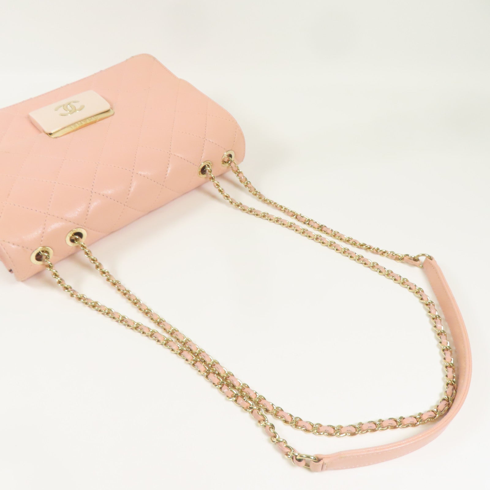 CHANEL CC GHW Chain Shoulder Bag Calfskin Leather Pink