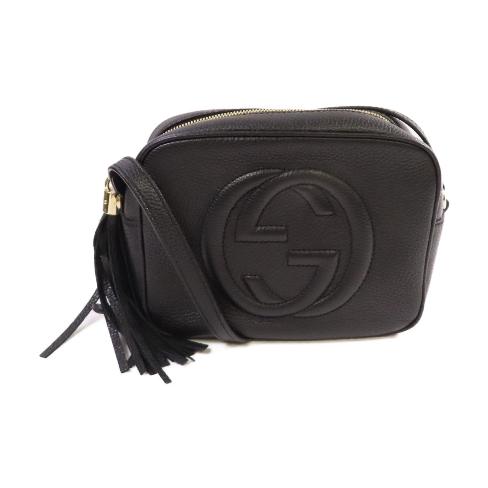 GUCCI 牛皮皮革Soho Disco Shoulder Bag金扣肩背袋黑色
