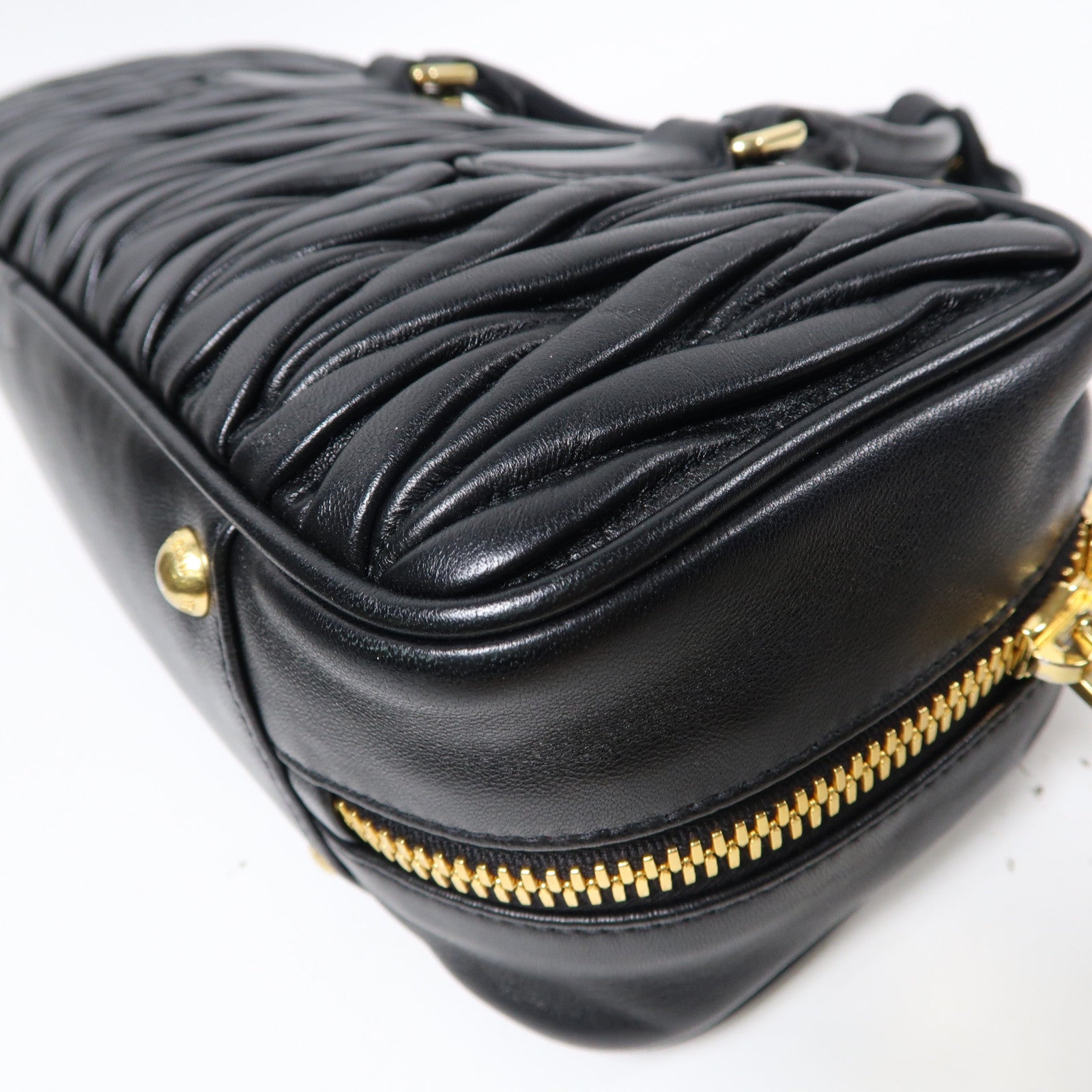 Miu Miu 羊皮皮革2 Way Shoulder Bag金扣手挽肩背兩用袋黑色