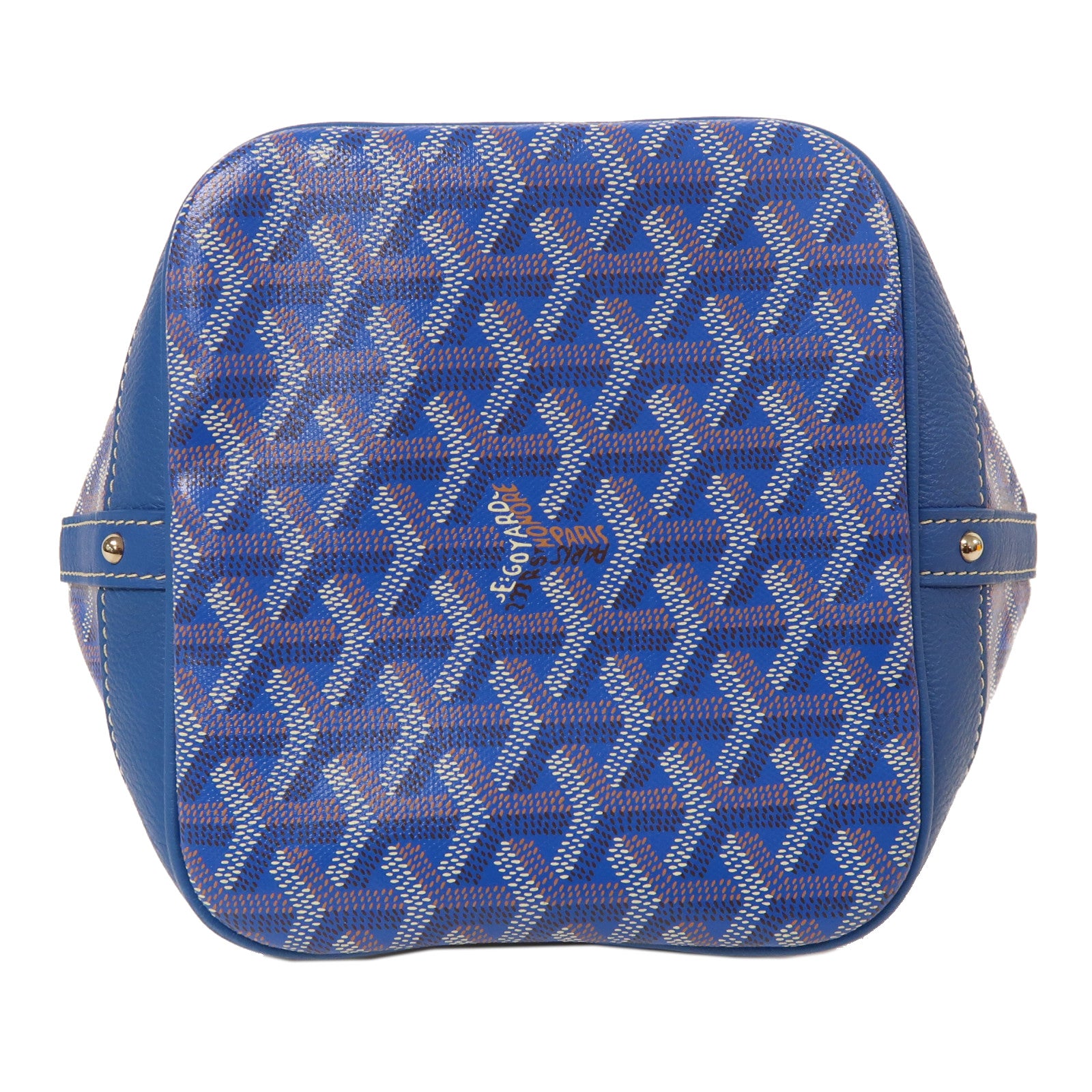 GOYARD 塗層帆布Petit Flot Bucket銀扣肩背袋藍色