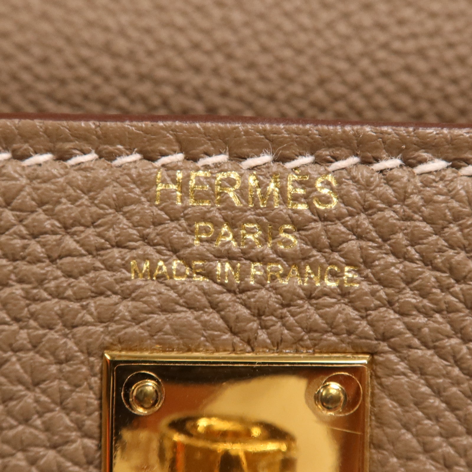HERMES Togo皮革Kelly 25金扣手挽肩背兩用袋Etoupe