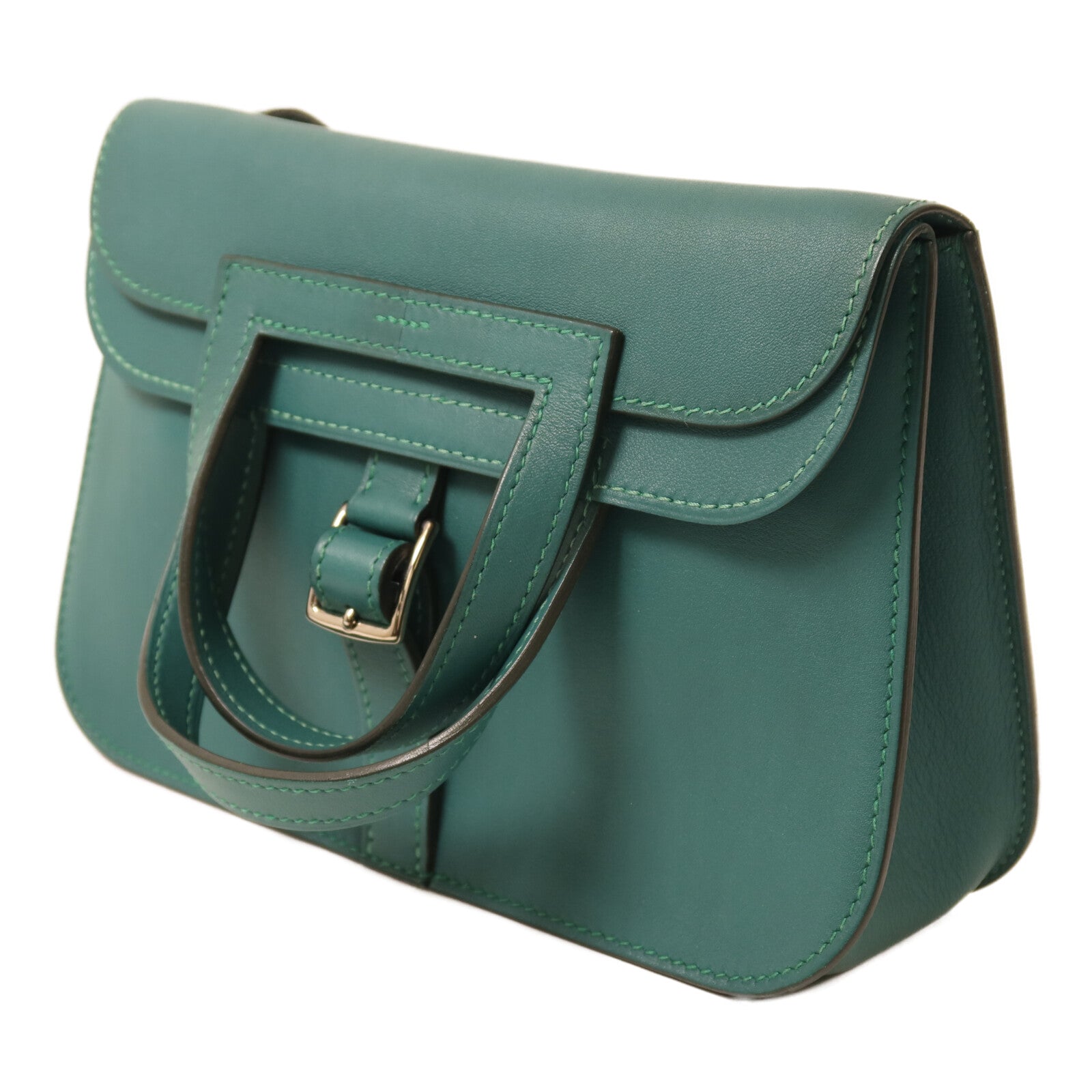 HERMES Swift皮革Mini Halzan手挽肩背兩用袋Malachite