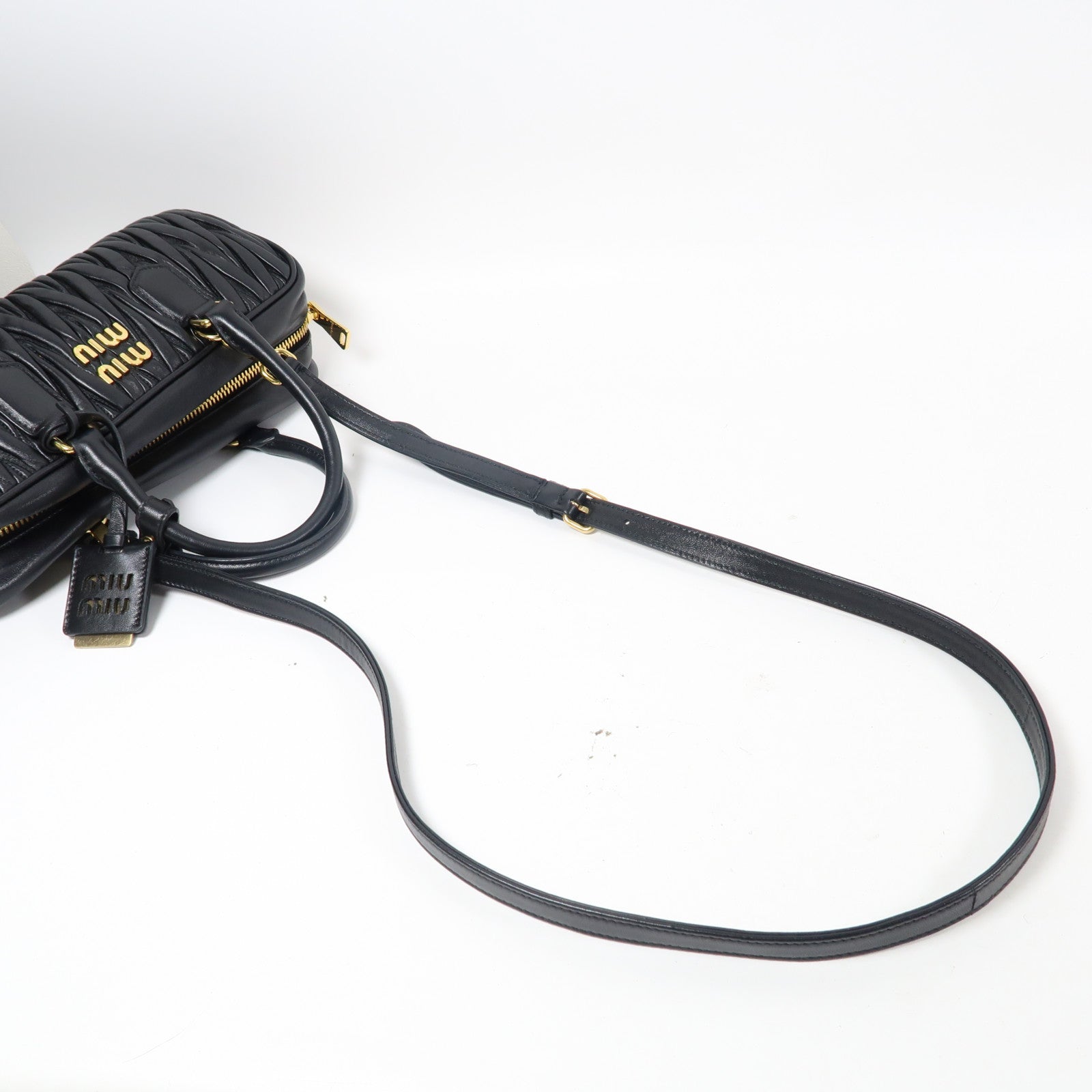 Miu Miu 羊皮皮革2 Way Shoulder Bag金扣手挽肩背兩用袋黑色