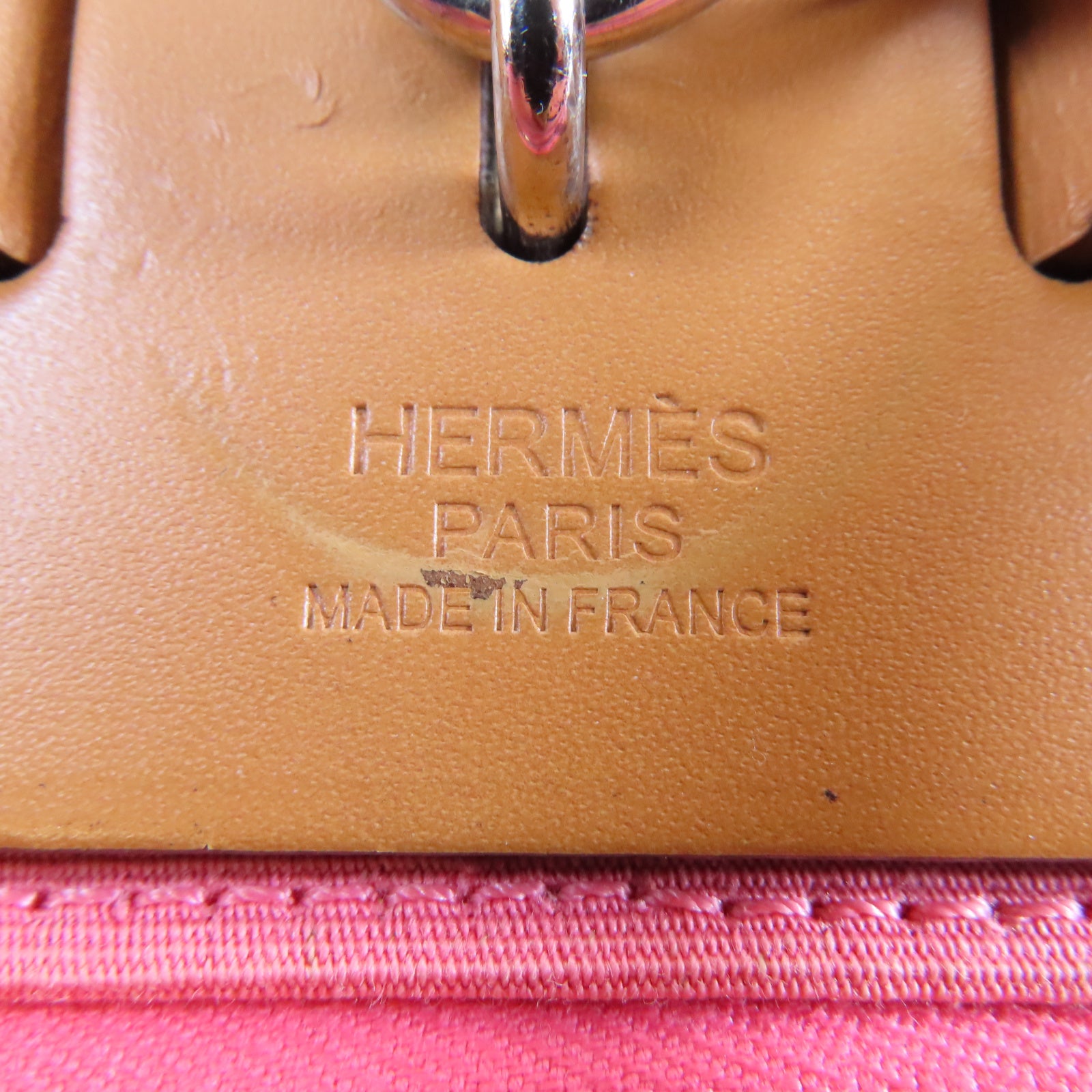 HERMES 【激減優惠】帆布Herbag PM銀扣手挽肩背兩用袋Rose Azalee杜鵑粉色