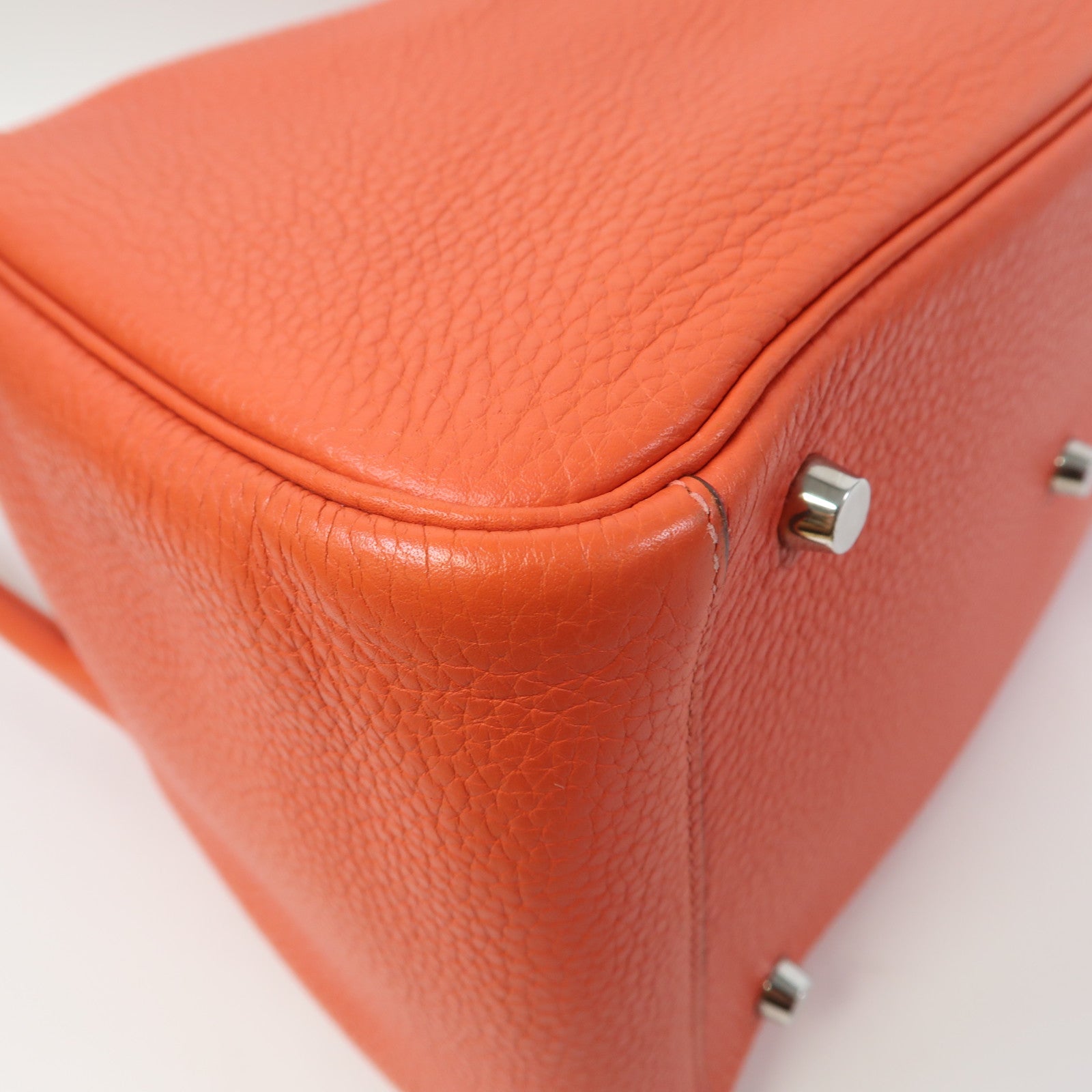 HERMES Clemence皮革Lindy 30銀扣肩背袋Rose Jaipur/蜜桃紅