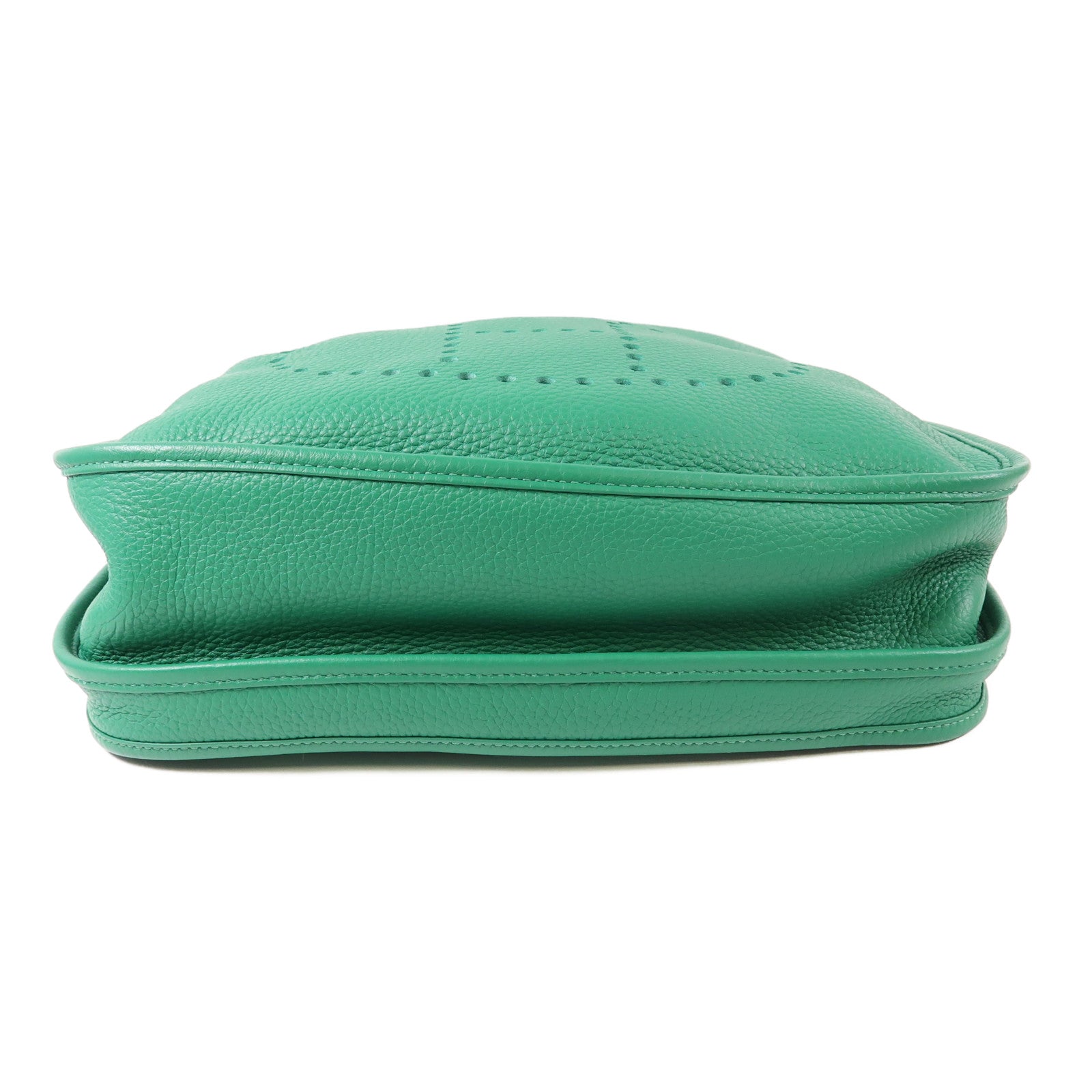 HERMES Clemence皮革Evelyne PM銀扣肩背袋Vert Vertigao