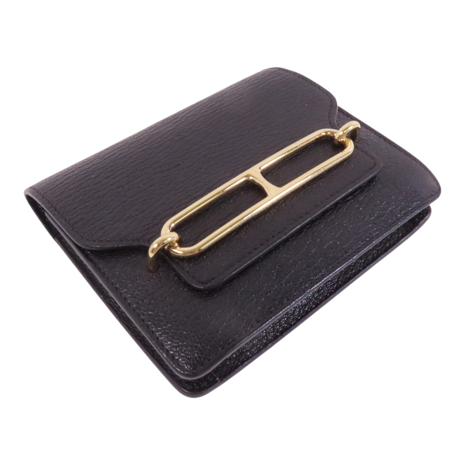 HERMES Chevre皮革Roulis Slim金扣短錢包