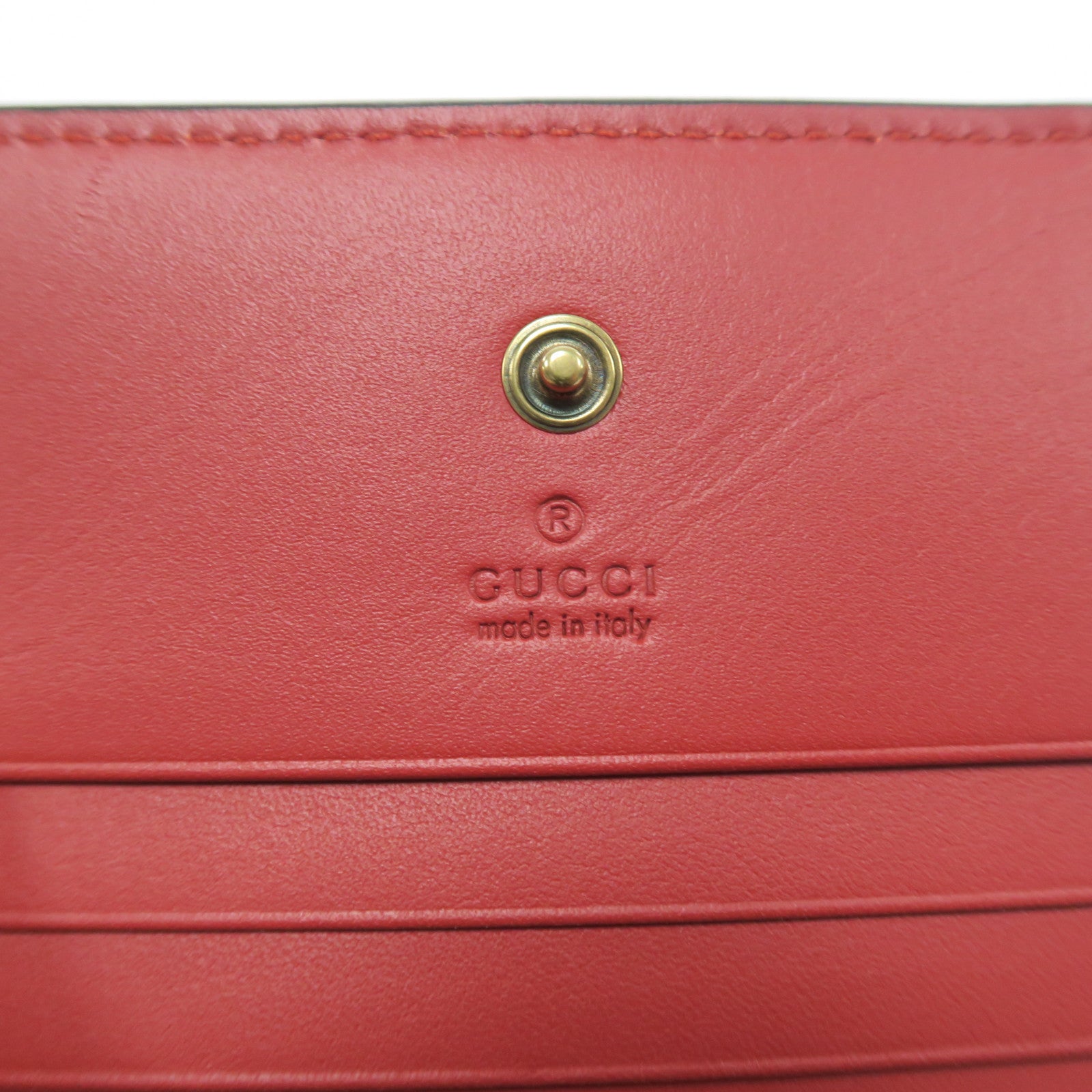 GUCCI 塗層帆布Wallet金扣錢包啡色/紅色