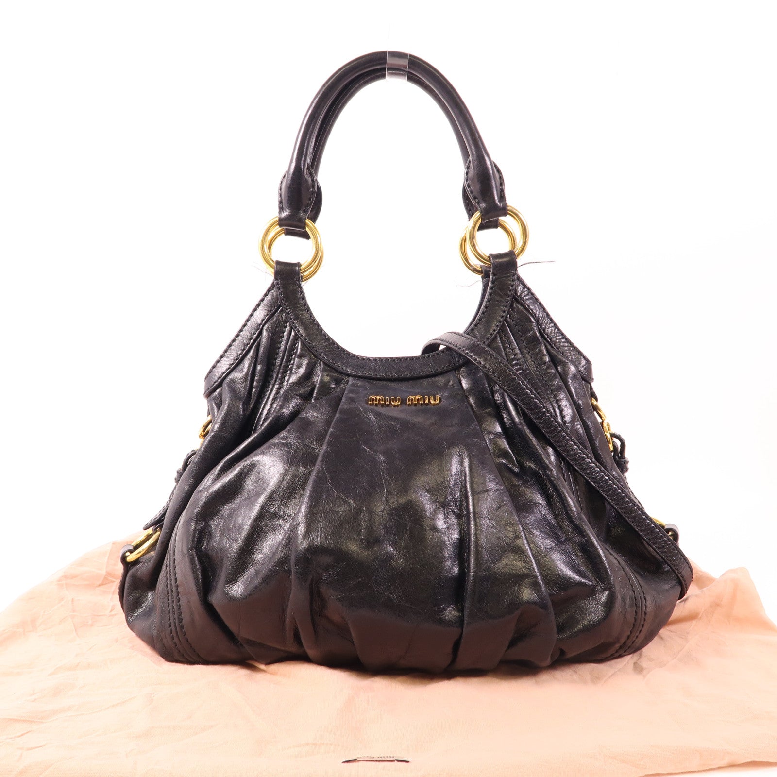 Miu Miu 牛皮皮革2 Way Shoulder金扣手挽肩背兩用袋