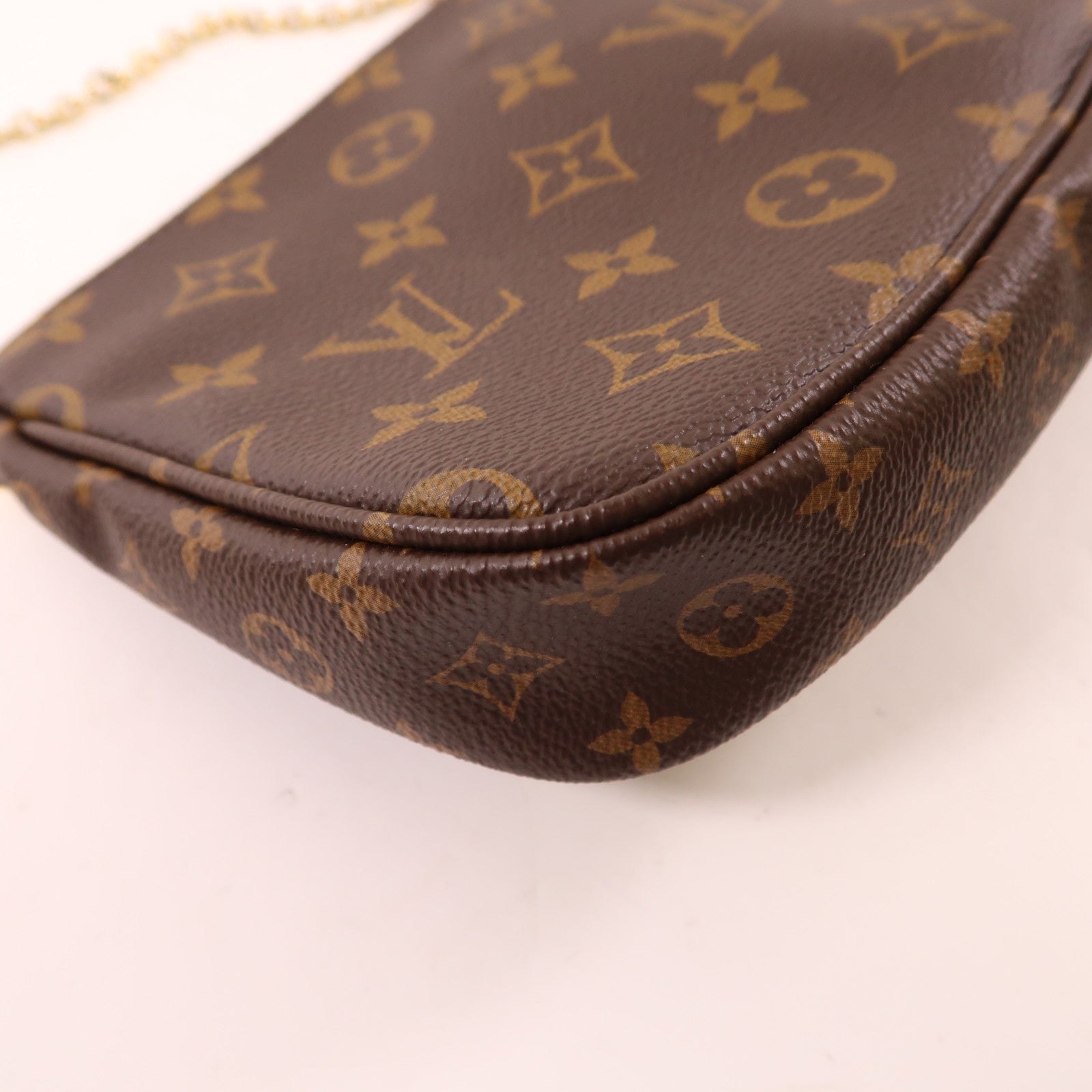 LOUIS VUITTON Monogram Multi Pochette Accessoires金扣肩背袋棕色