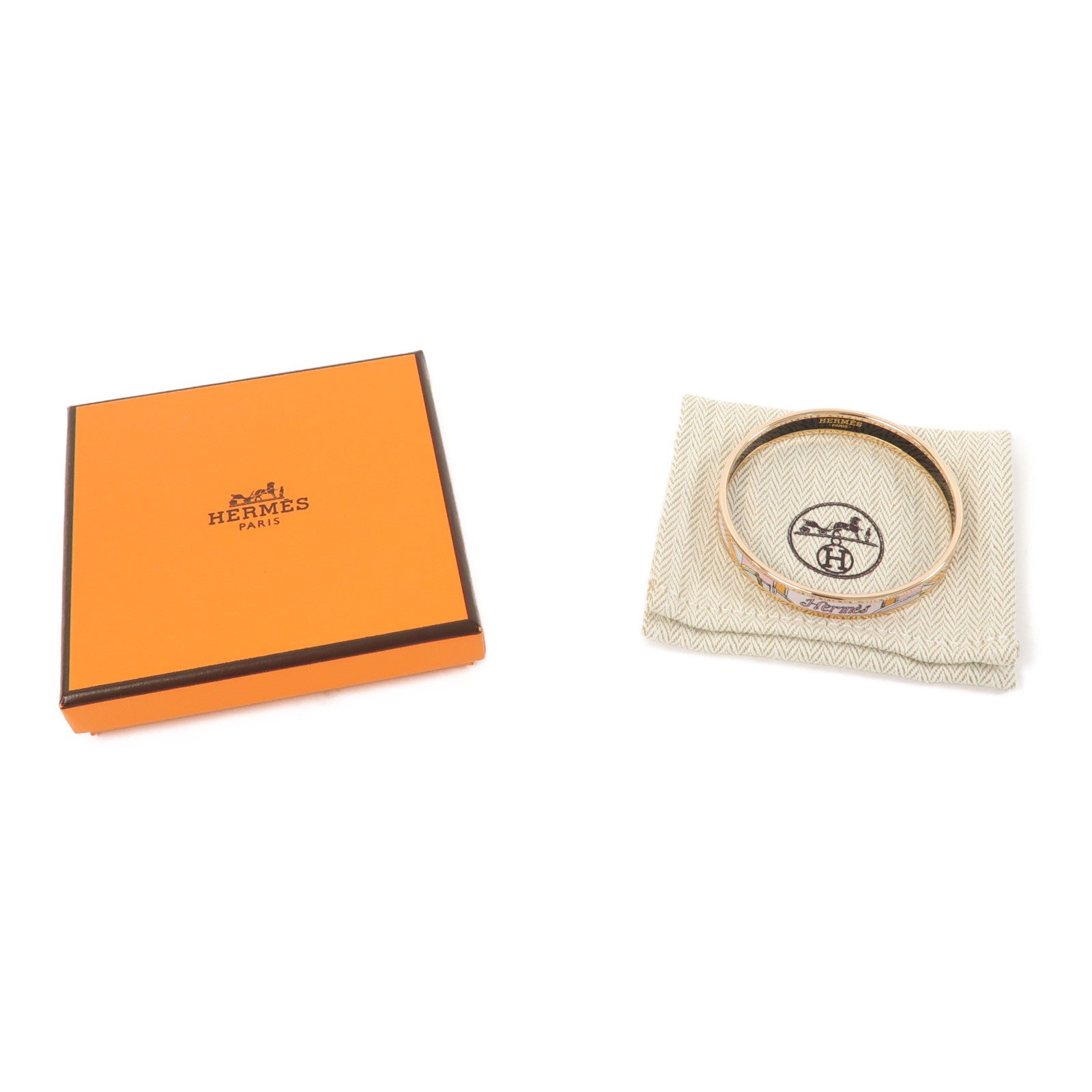 HERMES 【激減優惠】金屬Cartes A Jour Bangle手鐲粉紅色
