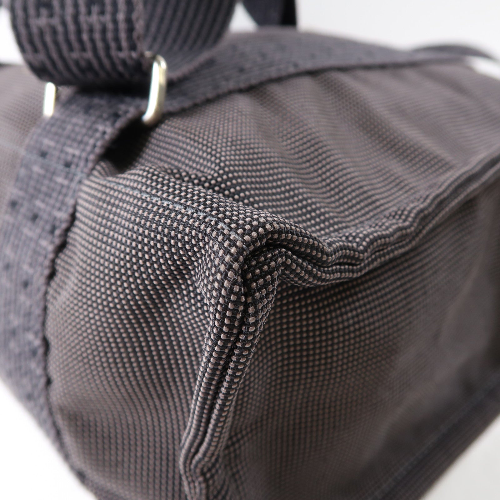 HERMES 帆布Herline Backpack Tote銀扣背包灰色