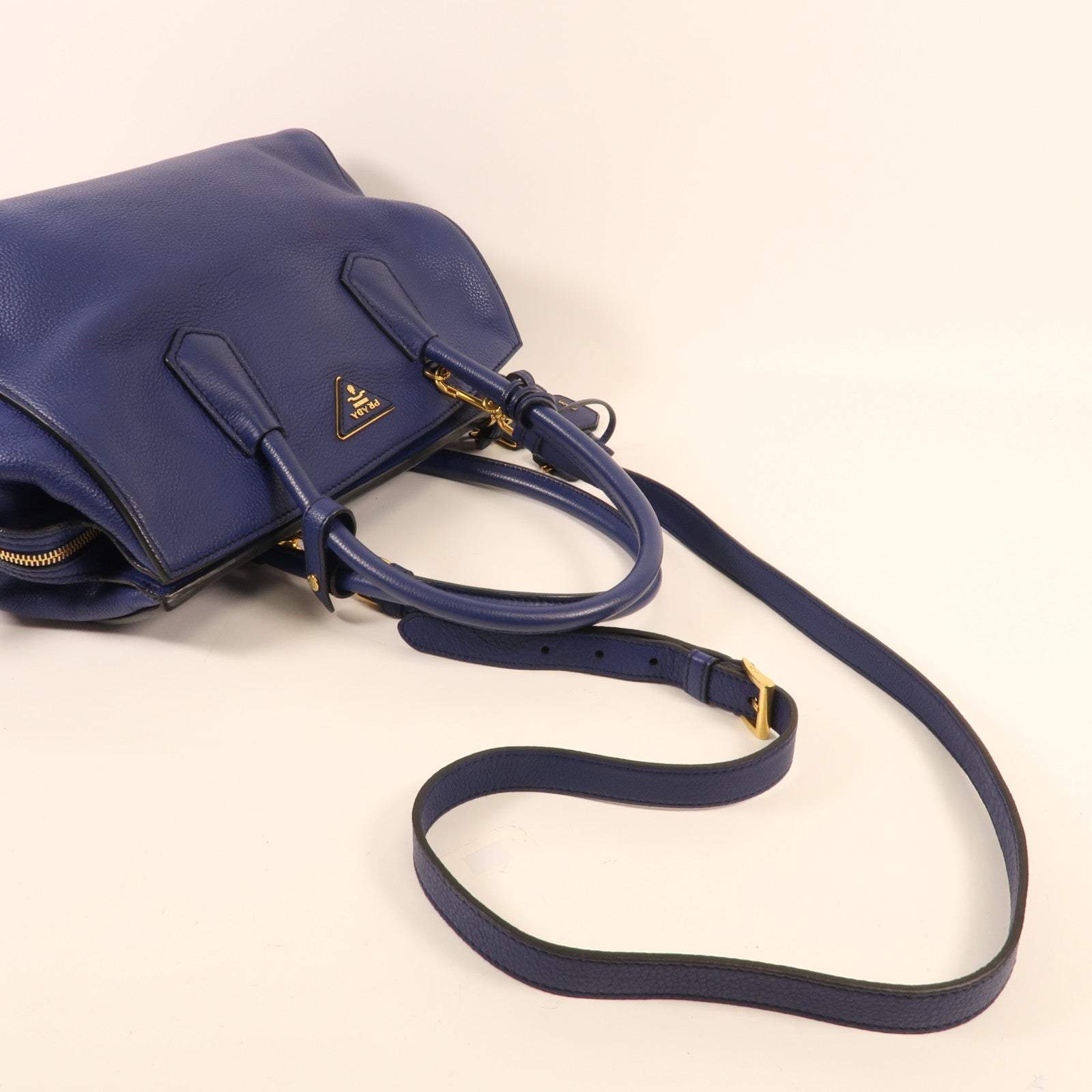 PRADA 牛皮皮革2 way Shoulder金扣手挽肩背兩用袋