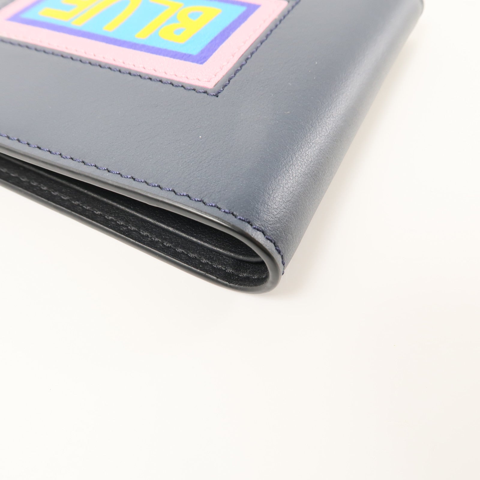 FENDI 【激減優惠】牛皮皮革Vocabulary Wallet錢包深藍色