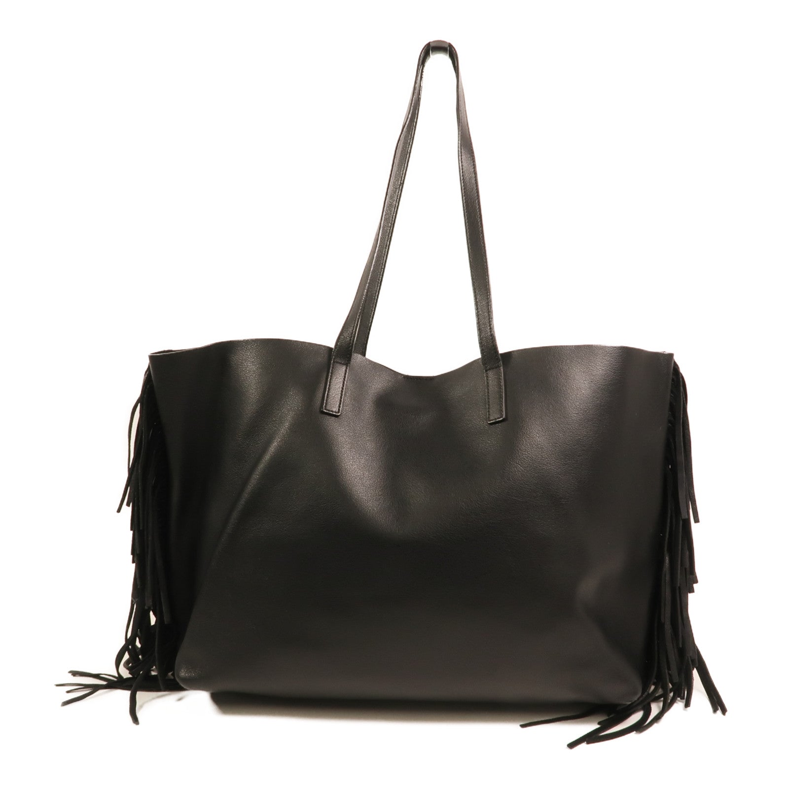 SAINT LAURENT 牛皮皮革Fringed Large Shopping Tote銀扣肩背袋