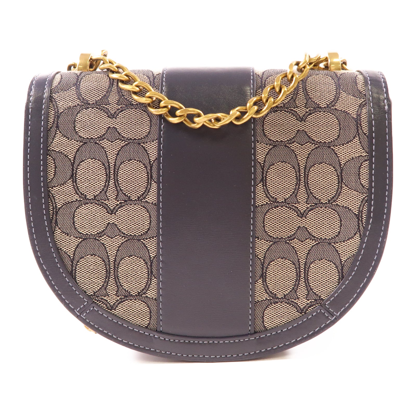 COACH 塗層帆布/皮革Chain Shoulder Bag金扣鏈帶肩背袋