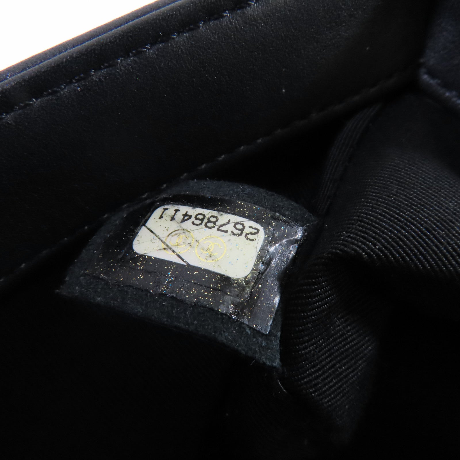 CHANEL 斜紋羊皮皮革Le Boy 20 Chain Shoulder Bag銀扣鏈帶肩背袋黑色