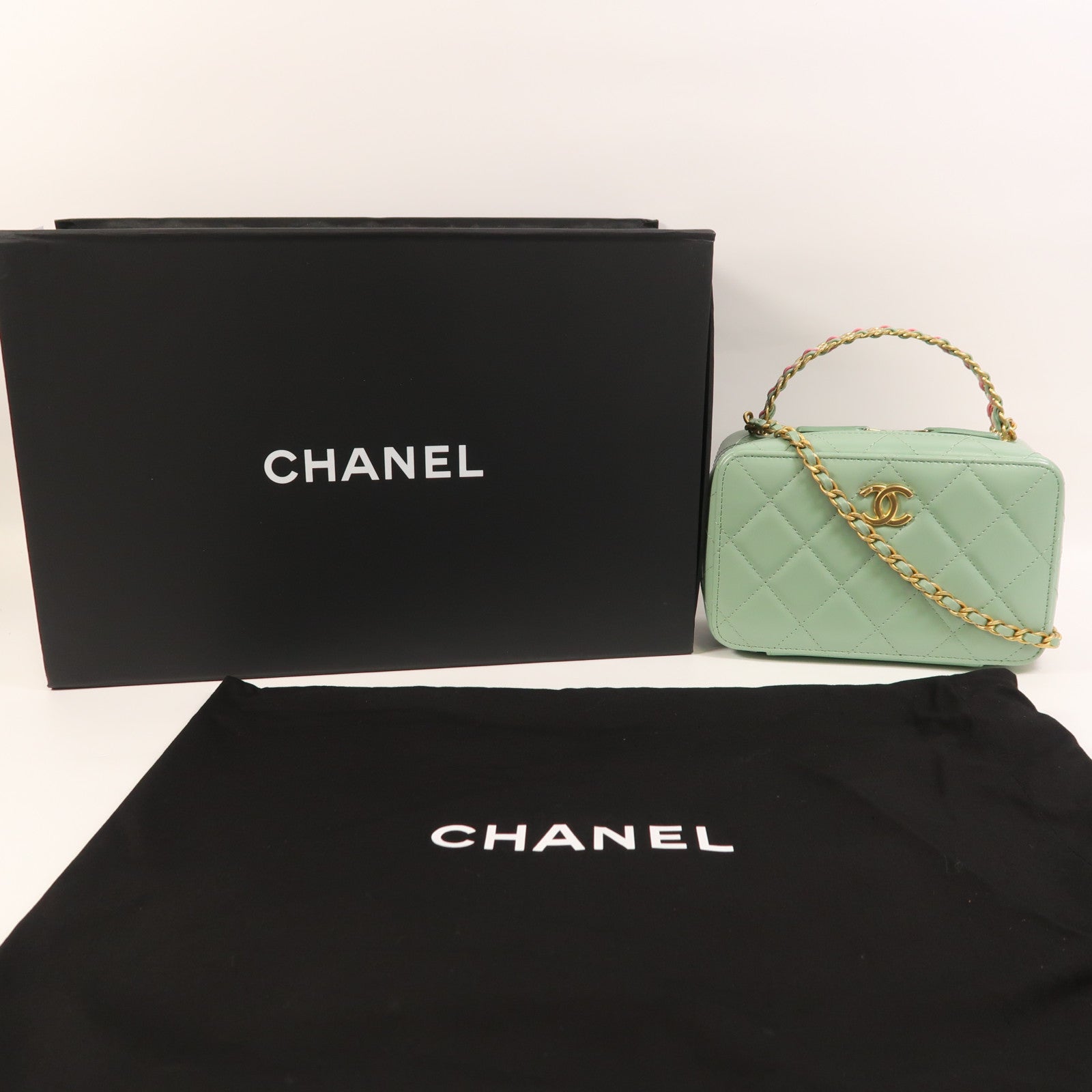 CHANEL 牛皮皮革Vanity Case金扣手挽肩背兩用袋