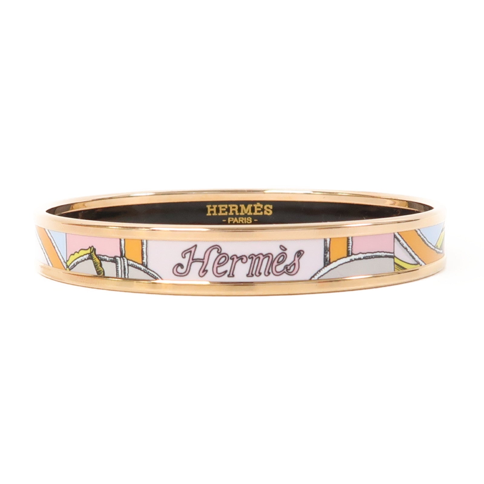 HERMES 【激減優惠】金屬Cartes A Jour Bangle手鐲粉紅色