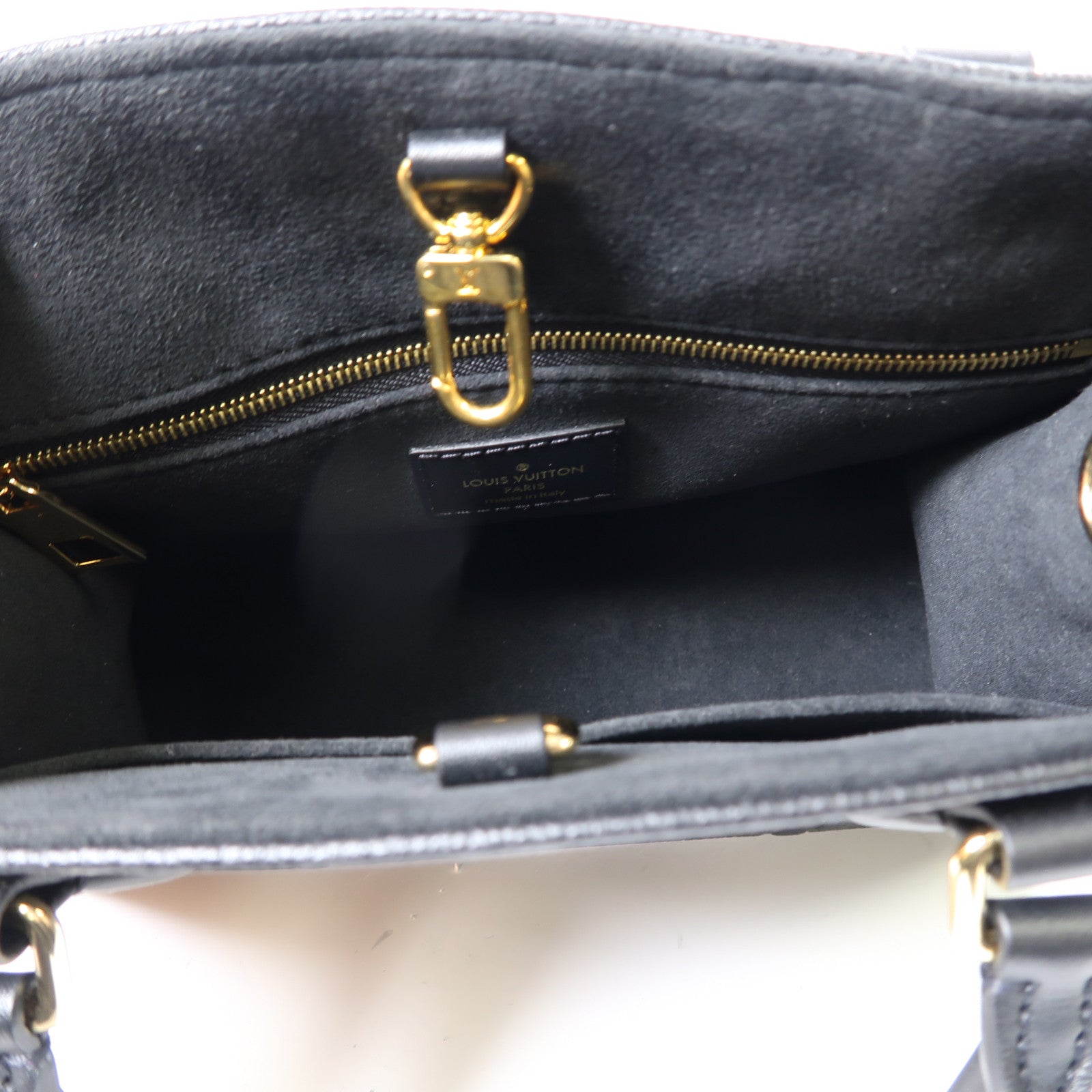 LOUIS VUITTON Monogram Empreinte On The Go PM金扣手挽肩背兩用袋黑色
