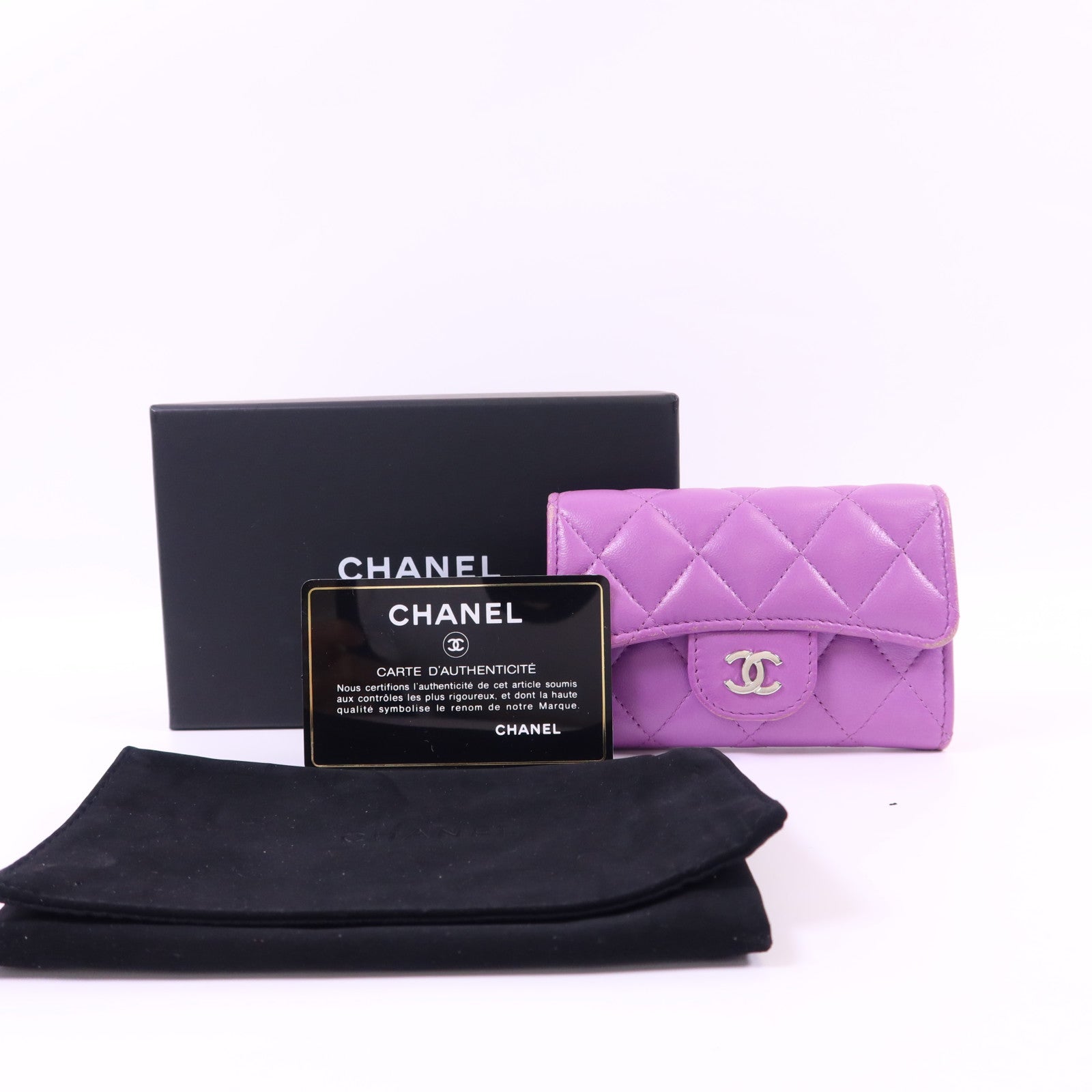 CHANEL 羊皮皮革Card Case銀扣卡片套