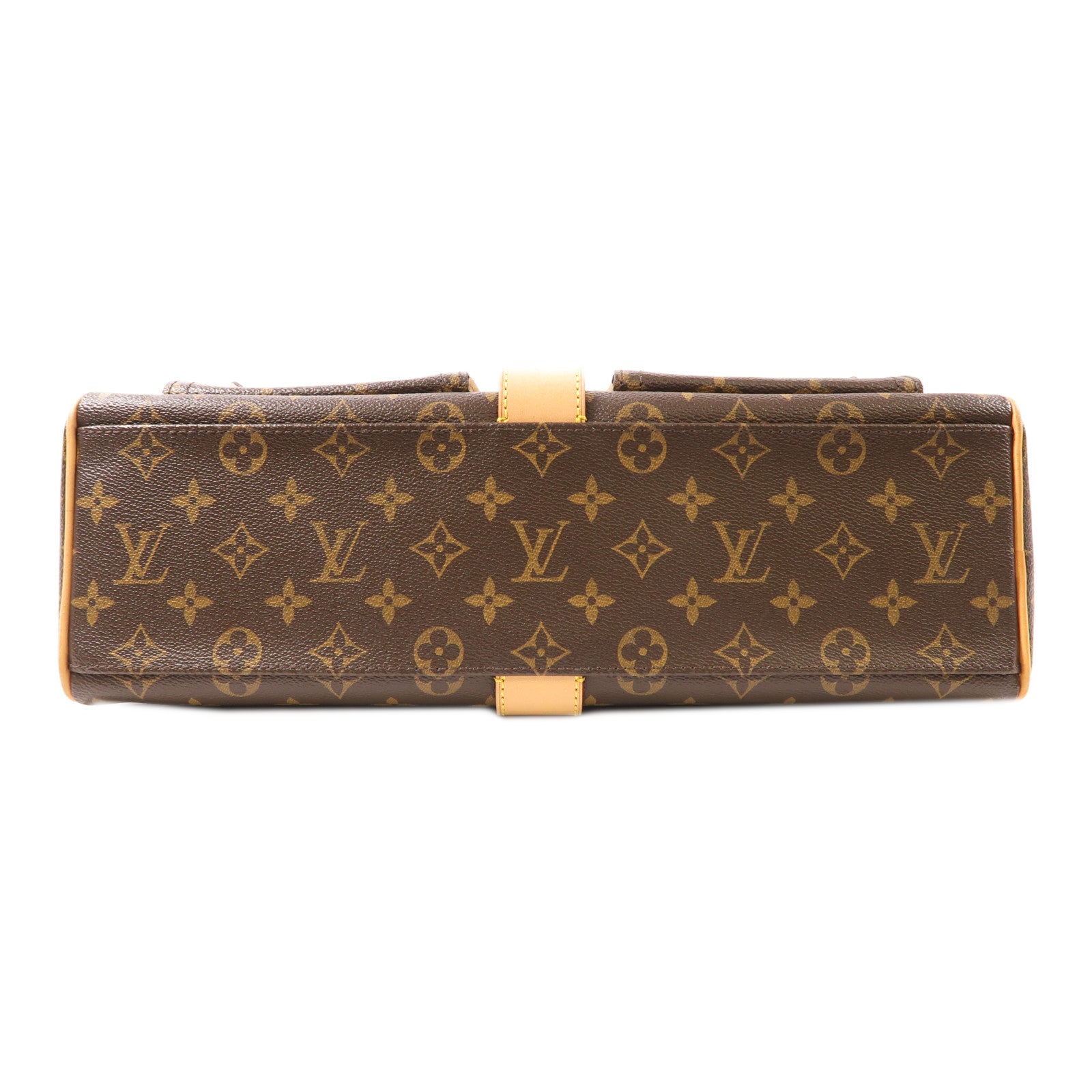 LOUIS VUITTON Monogram Manhattan GM金扣手挽袋棕色