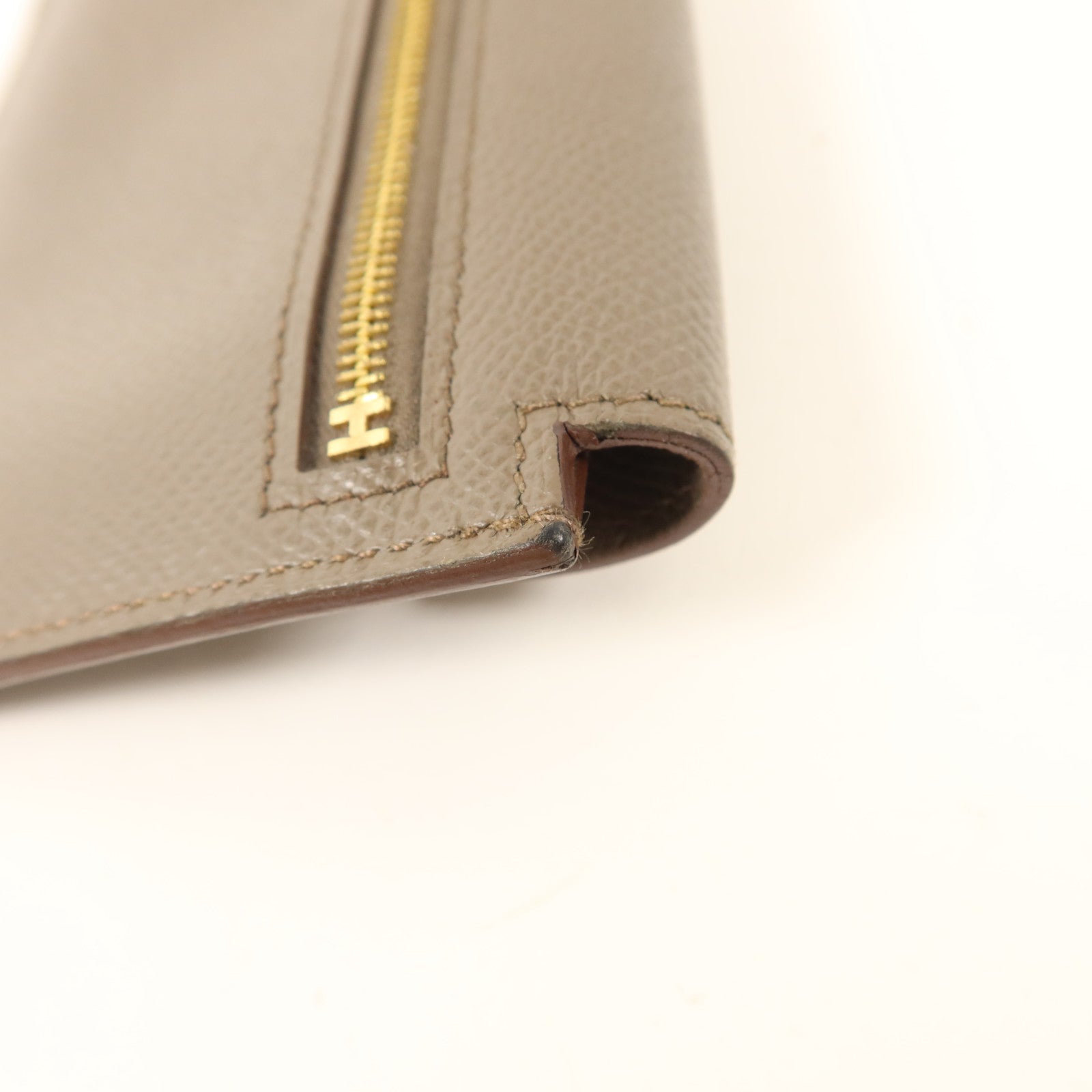 HERMES Epsom皮革Kelly Pocket錢包Etain