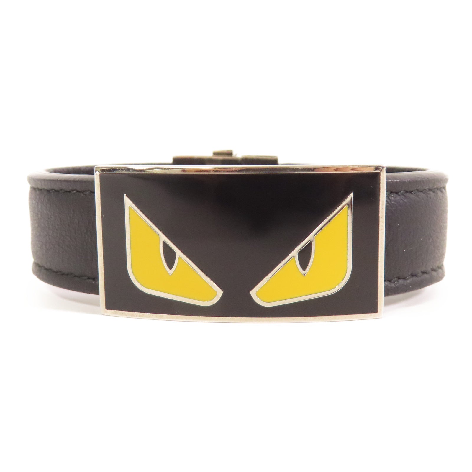 FENDI 【激減優惠】牛皮皮革Bracelet/Bangle銀扣手鐲黑色
