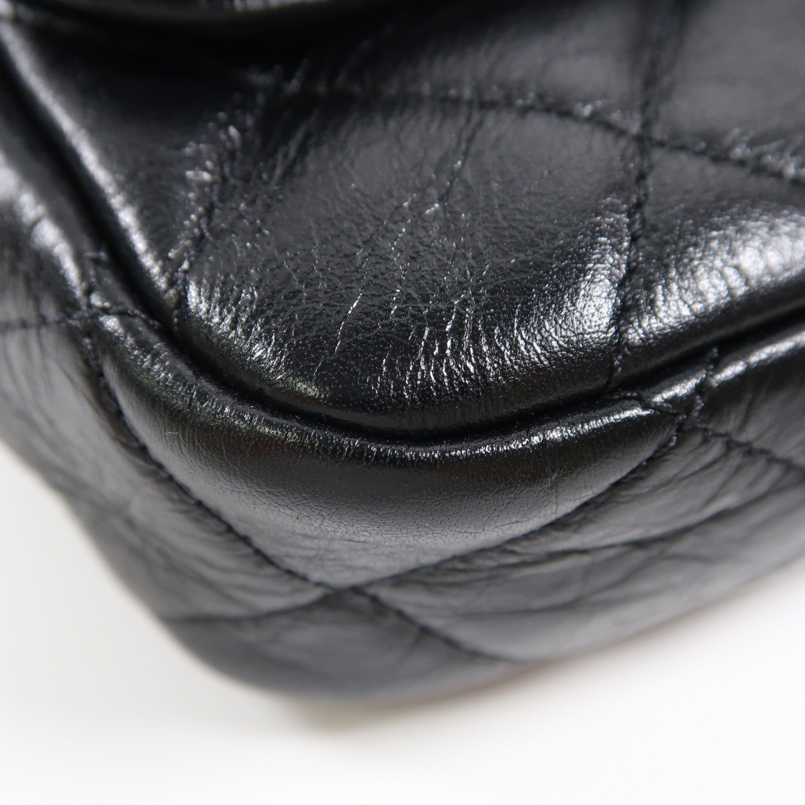 CHANEL 菱格牛皮皮革Shoulder Bag金扣鏈帶肩背袋黑色