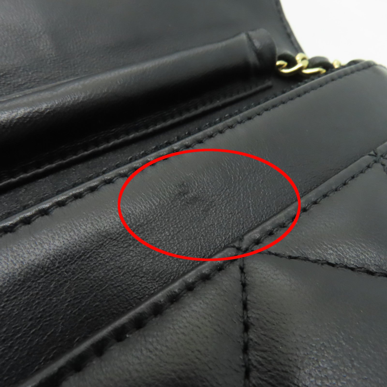 CHANEL 菱格羊皮皮革WOC Shoulder Bag金扣鏈帶肩背袋黒色