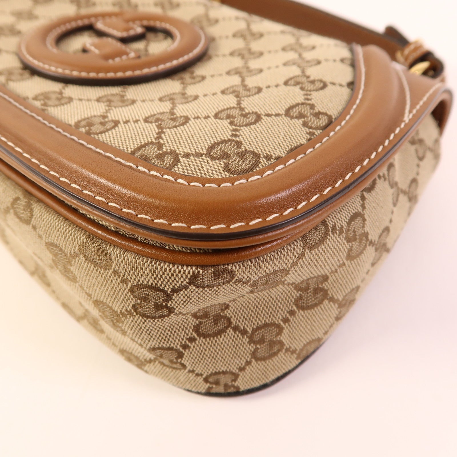 GUCCI 帆布Blondie Medium金扣手挽肩背兩用袋