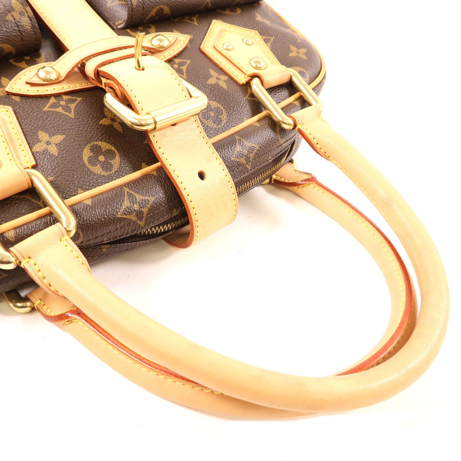 LOUIS VUITTON Monogram Manhattan GM金扣手挽袋棕色