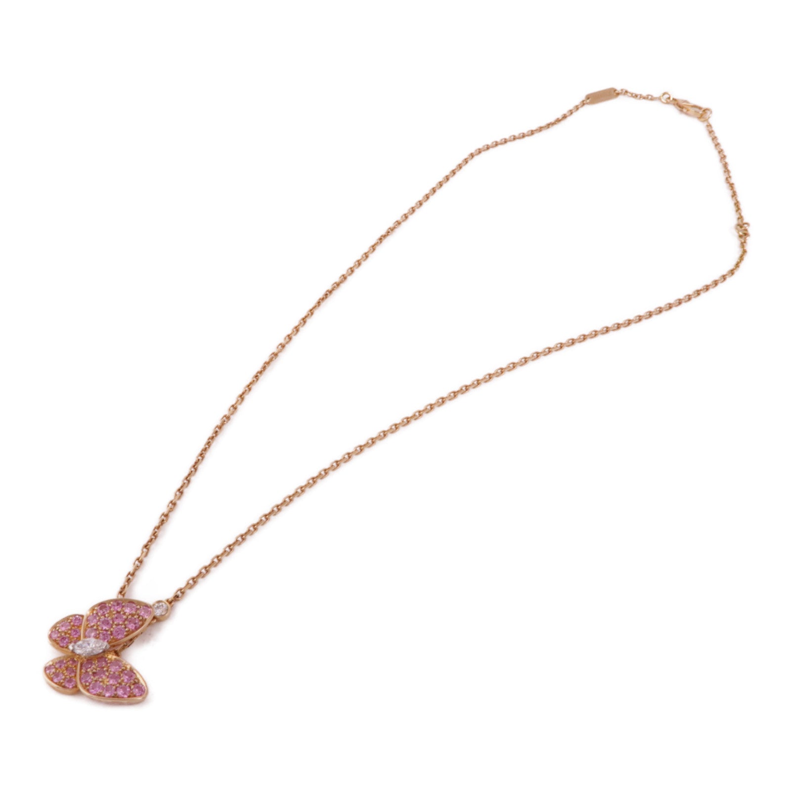 Van Cleef & Arpels 【激減優惠】18K玫瑰金Two Butterfly Pendant紅寶石/鑽石項鍊