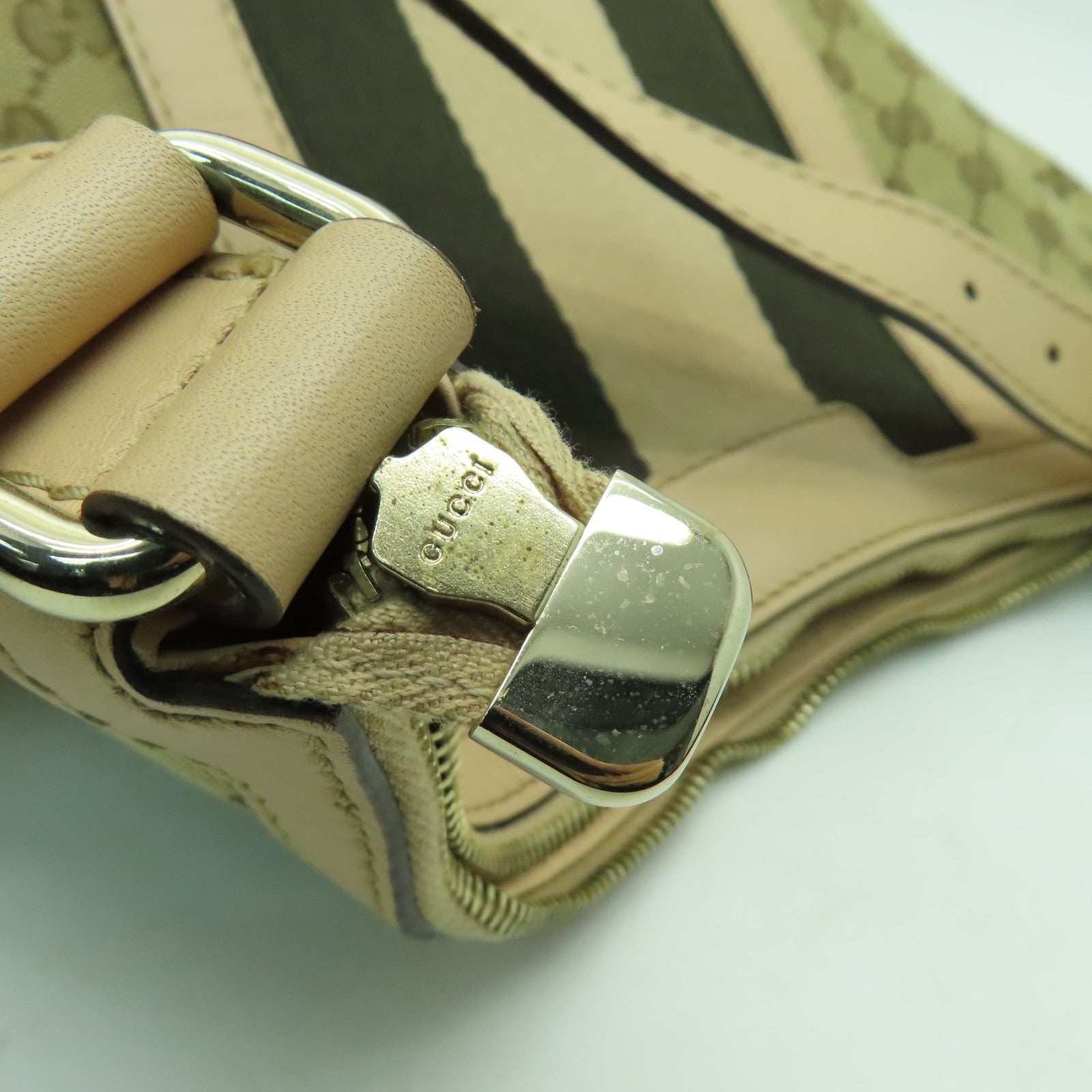 GUCCI 【激減優惠】帆布Shoulder Bag金扣肩背袋米色