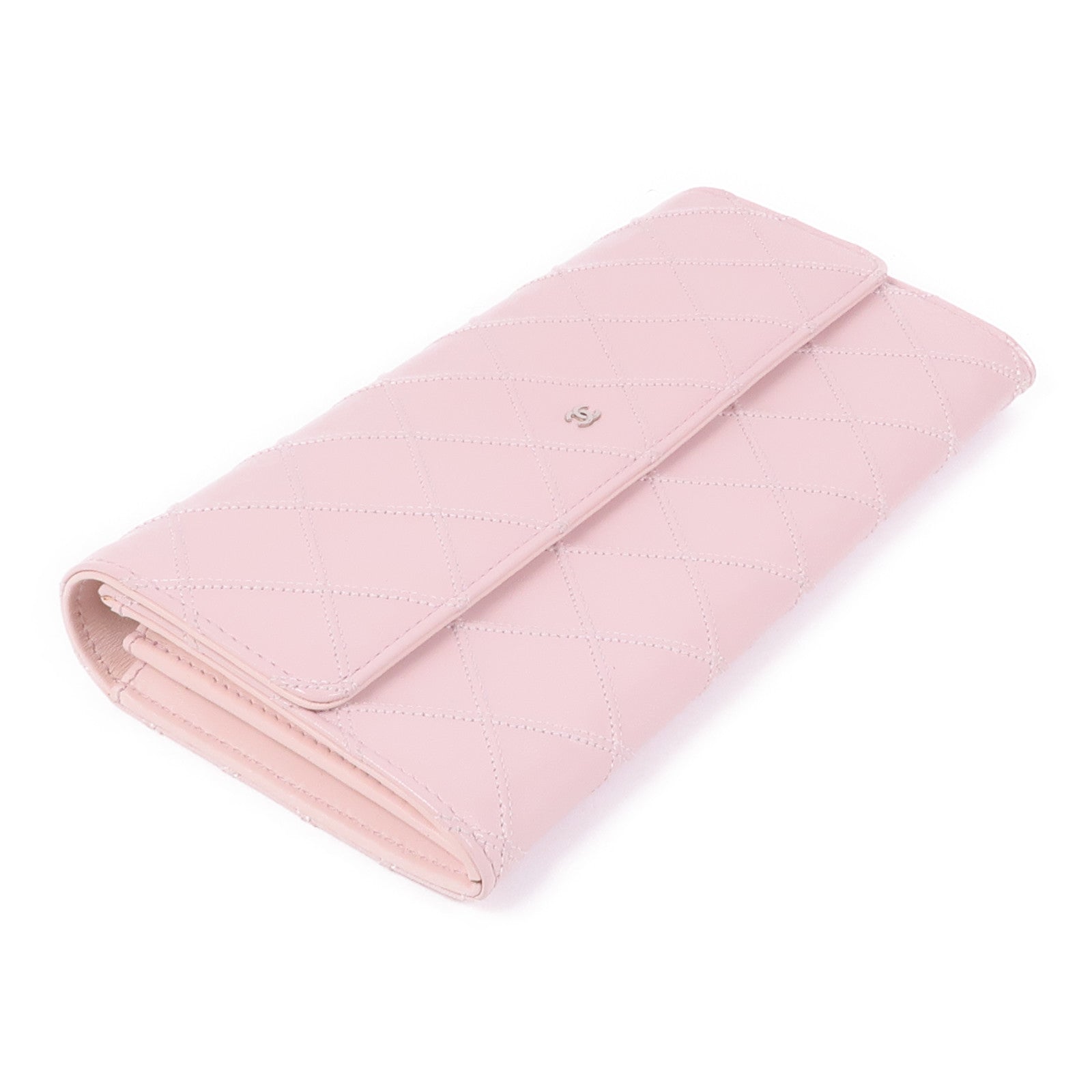 CHANEL 牛皮皮革Long Wallet銀扣長錢包