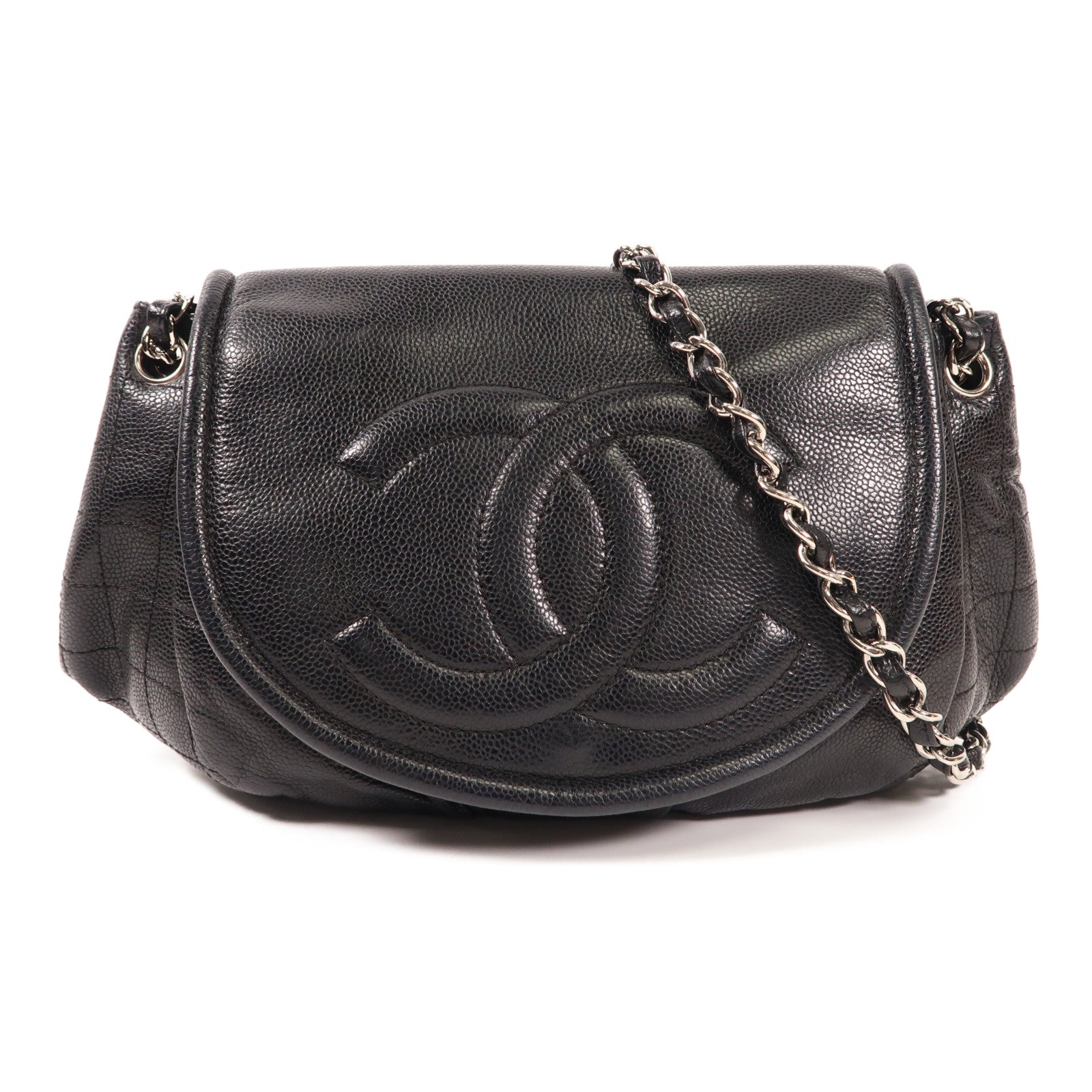 CHANEL 牛皮皮革Shoulder Bag銀扣鏈帶肩背袋