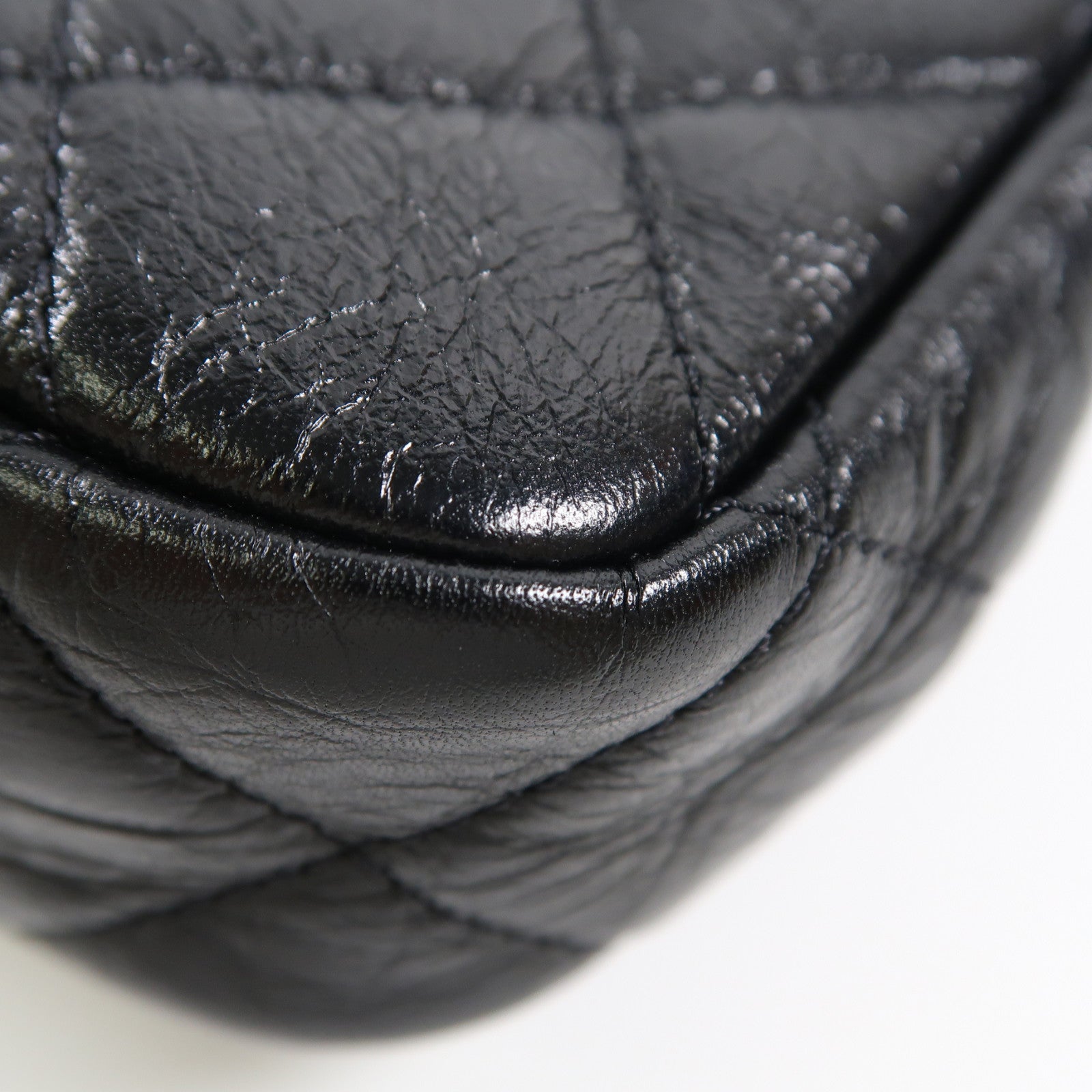 CHANEL 菱格牛皮皮革Shoulder Bag金扣鏈帶肩背袋黑色