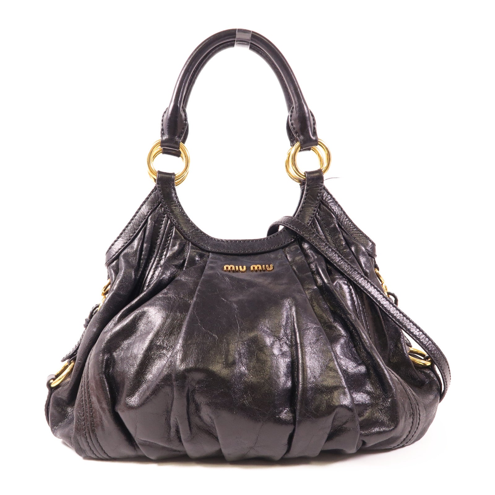 Miu Miu 牛皮皮革2 Way Shoulder金扣手挽肩背兩用袋
