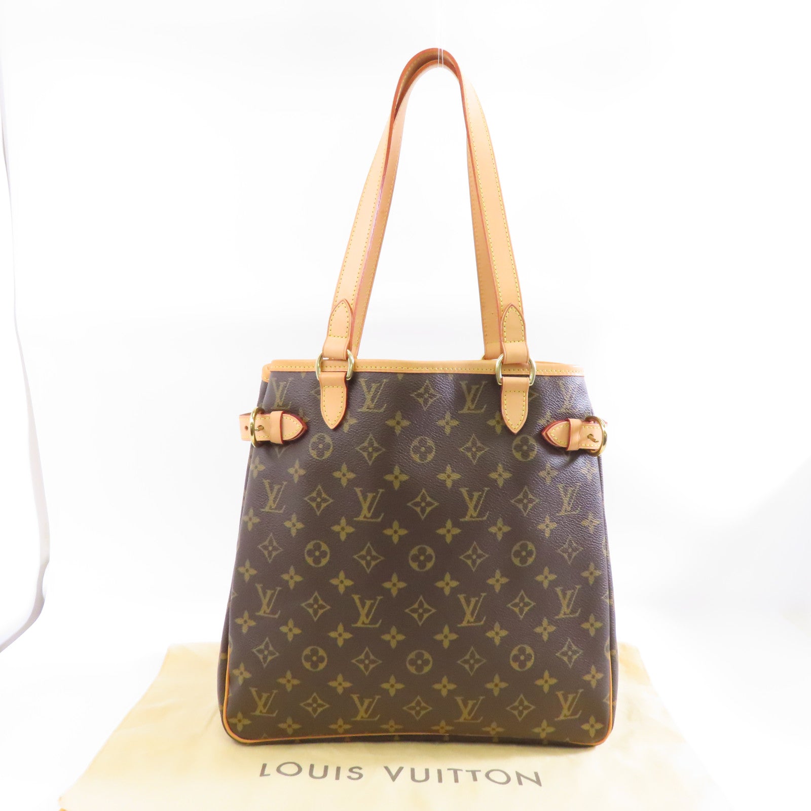 LOUIS VUITTON Monogram Batignolles Vertical金扣手挽袋棕色