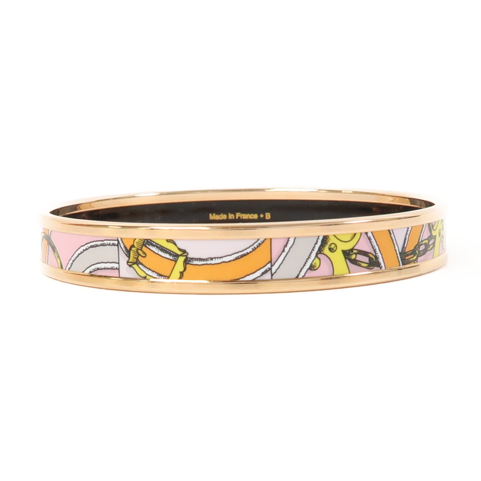 HERMES 【激減優惠】金屬Cartes A Jour Bangle手鐲粉紅色