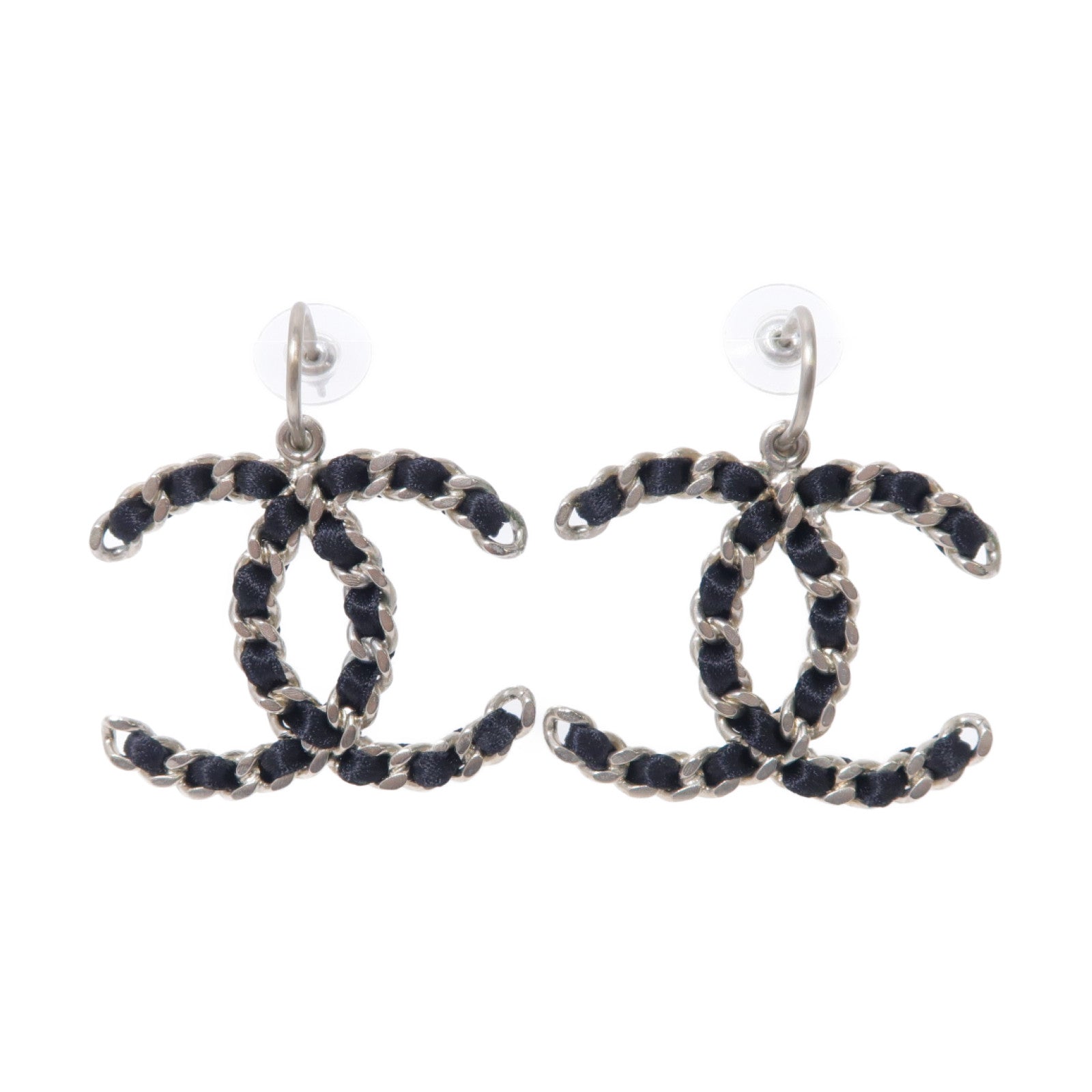 CHANEL 金屬Earrings耳環黑色/銀色